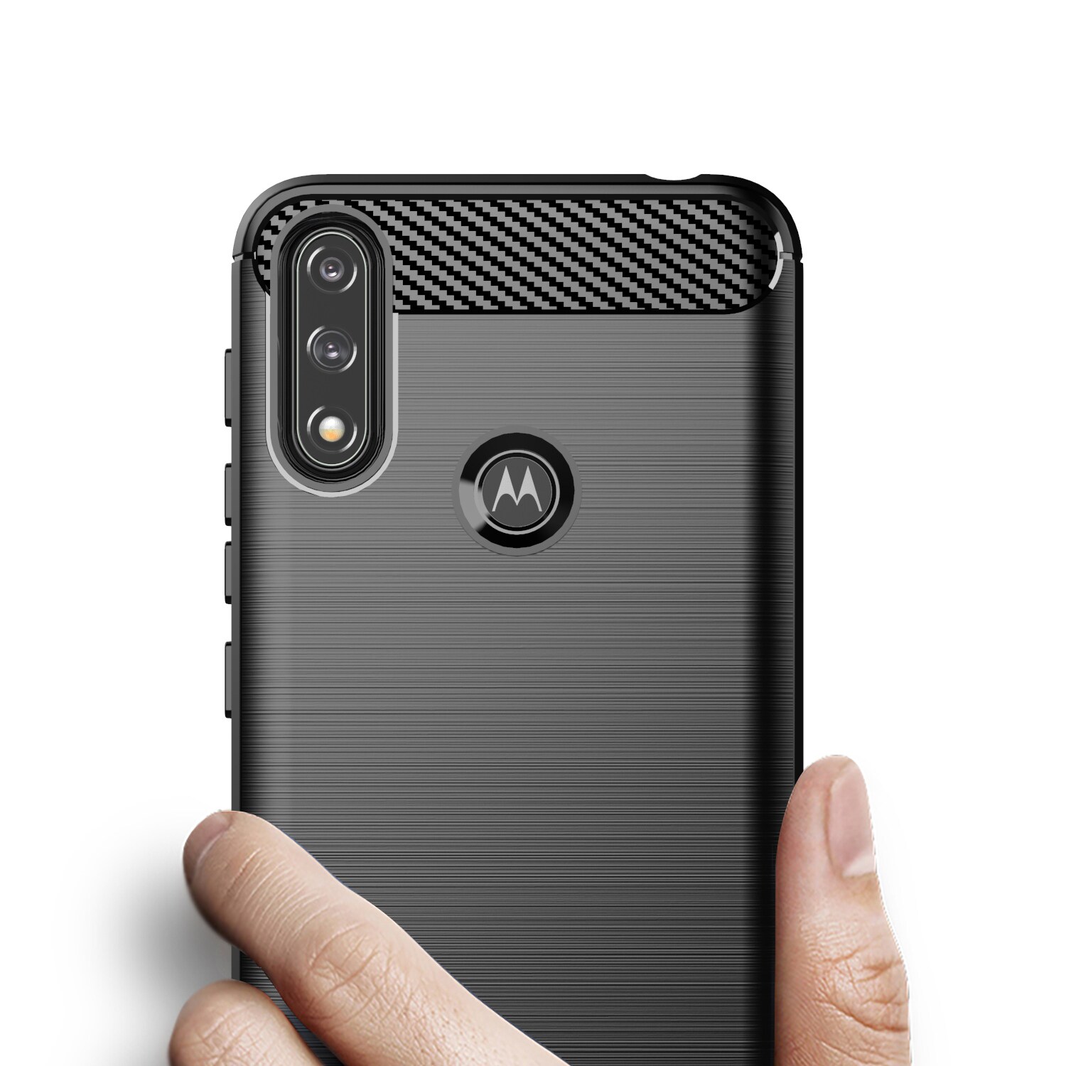 Carbon Case Joustava suojakotelo Hylsy Motorola Moto E7i Power musta