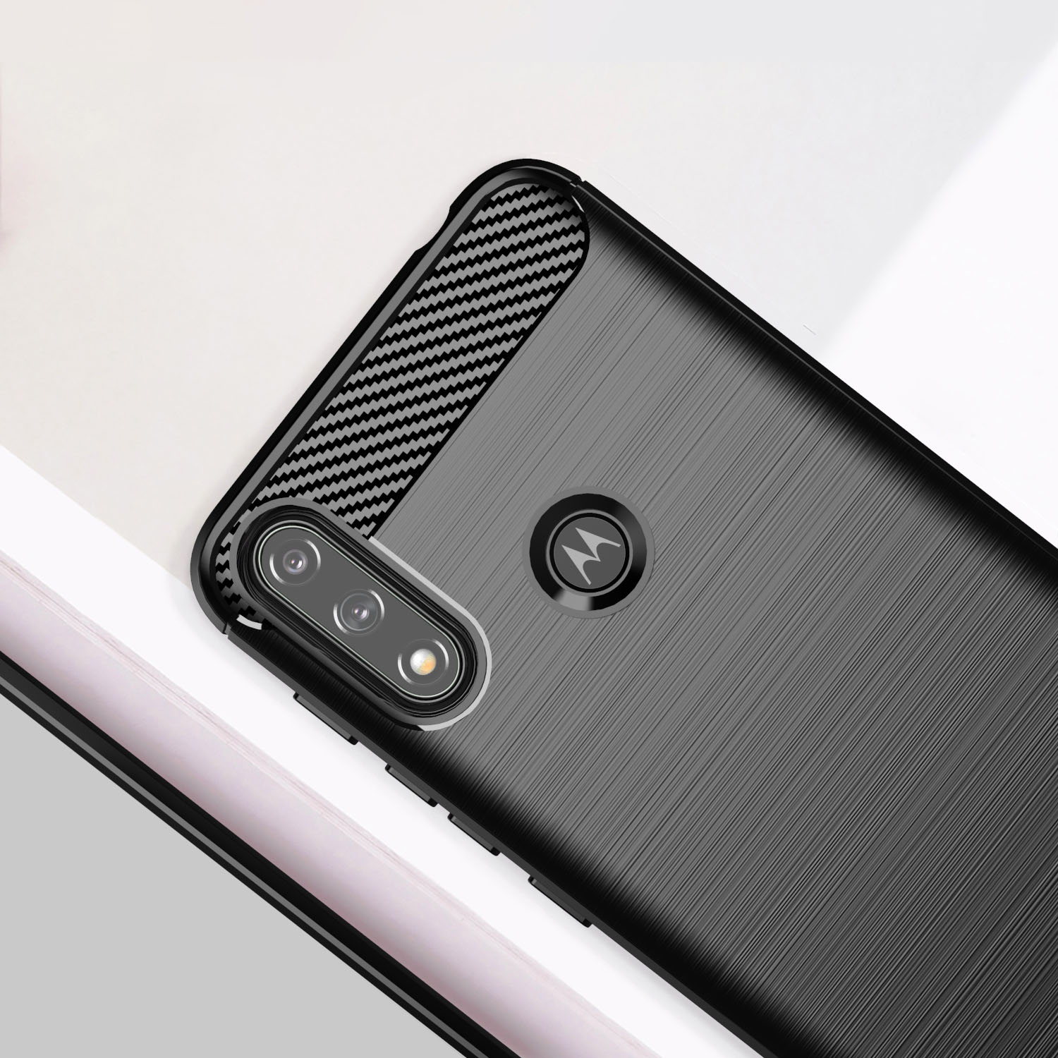 Carbon Case Joustava suojakotelo Hylsy Motorola Moto E7i Power musta