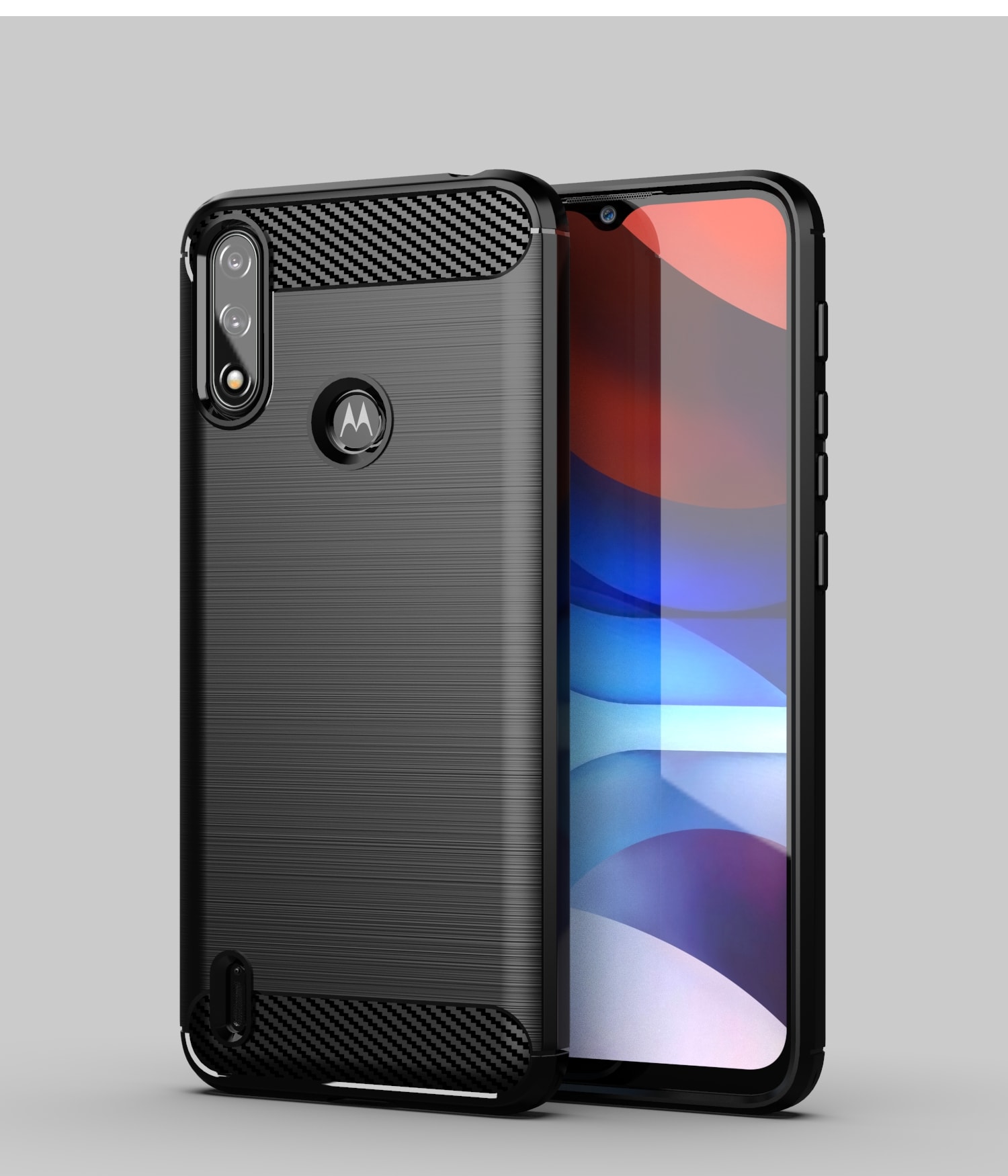 Carbon Case Joustava suojakotelo Hylsy Motorola Moto E7i Power musta