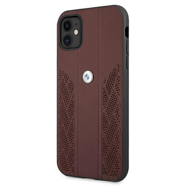 BMW Nahka Curve Perforate Case for iPhone 11 / Xr - punainen
