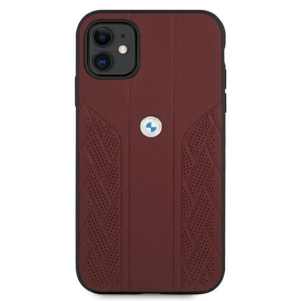 BMW Nahka Curve Perforate Case for iPhone 11 / Xr - punainen