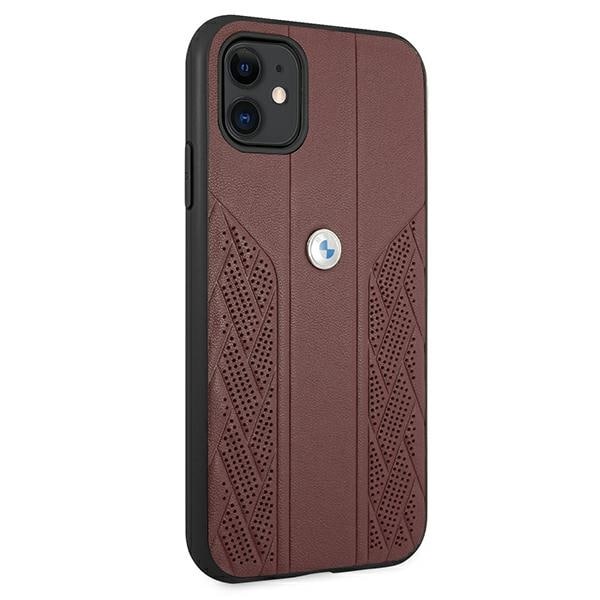 BMW Nahka Curve Perforate Case for iPhone 11 / Xr - punainen