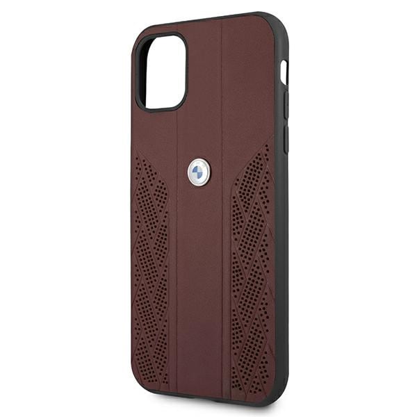 BMW Nahka Curve Perforate Case for iPhone 11 / Xr - punainen