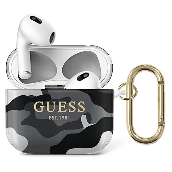 Guess GUA3UCAMG AirPods 3:n suojus musta/musta Camo Collection -mallisto