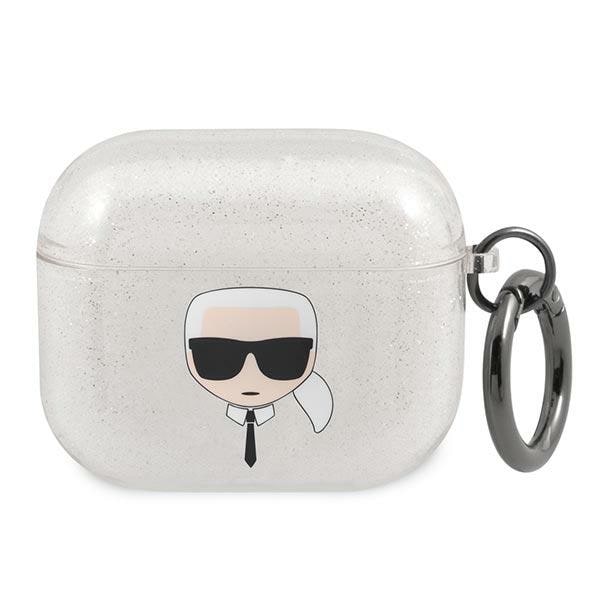 Karl Lagerfeld Glitter Karl's Head kotelo AirPods 3 - hopea