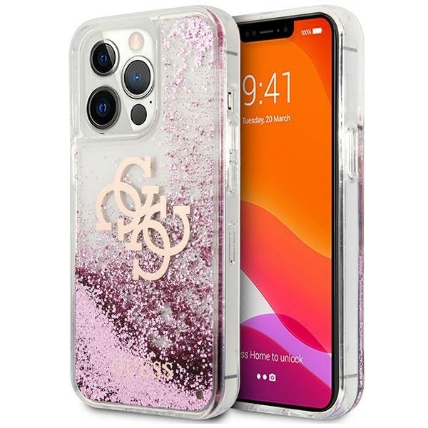 Guess GUHCP13XLG4GPI iPhone 13 Pro Max 6.7" Pink/Pink Hard Case 4G Big Liquid Glitter