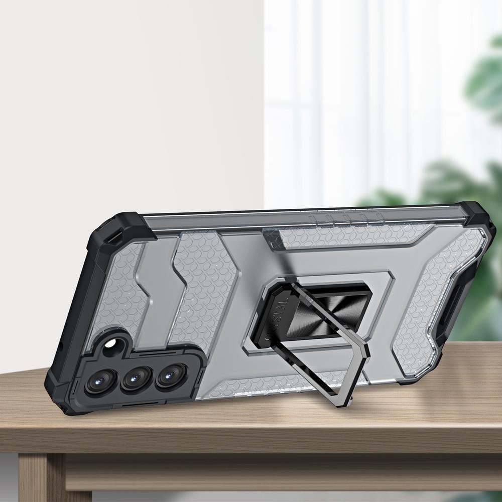 Crystal Ring Kotelo kova hybridi kansi + magneettinen pidike Samsung Galaxy S22 + (S22 Plus) musta