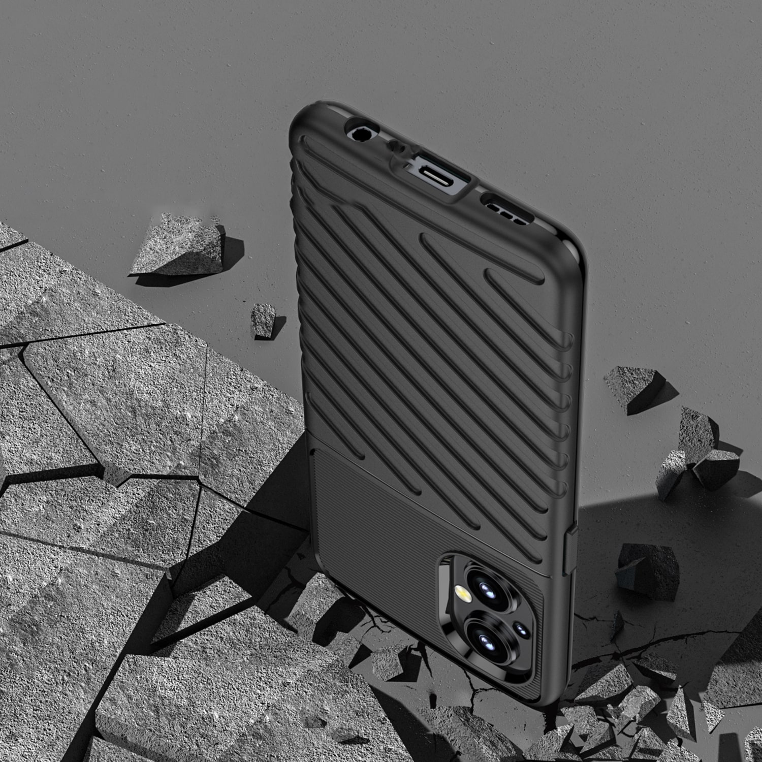 Thunder Case joustava panssaroitu suojus OnePlus Nord N20 5G:lle musta