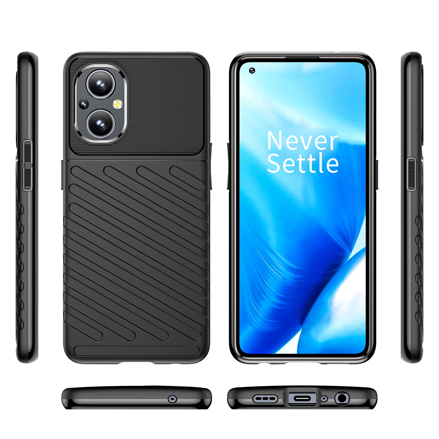 Thunder Case joustava panssaroitu suojus OnePlus Nord N20 5G:lle musta