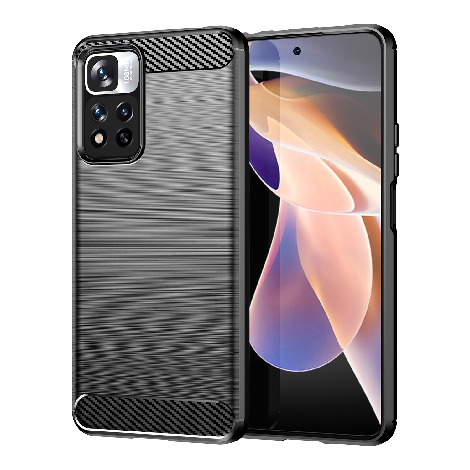 Joustava Carbon Case Xiaomi Redmi Note 11 Pro+/5G, Mi11i HyperCharge, Poco X4 NFC musta