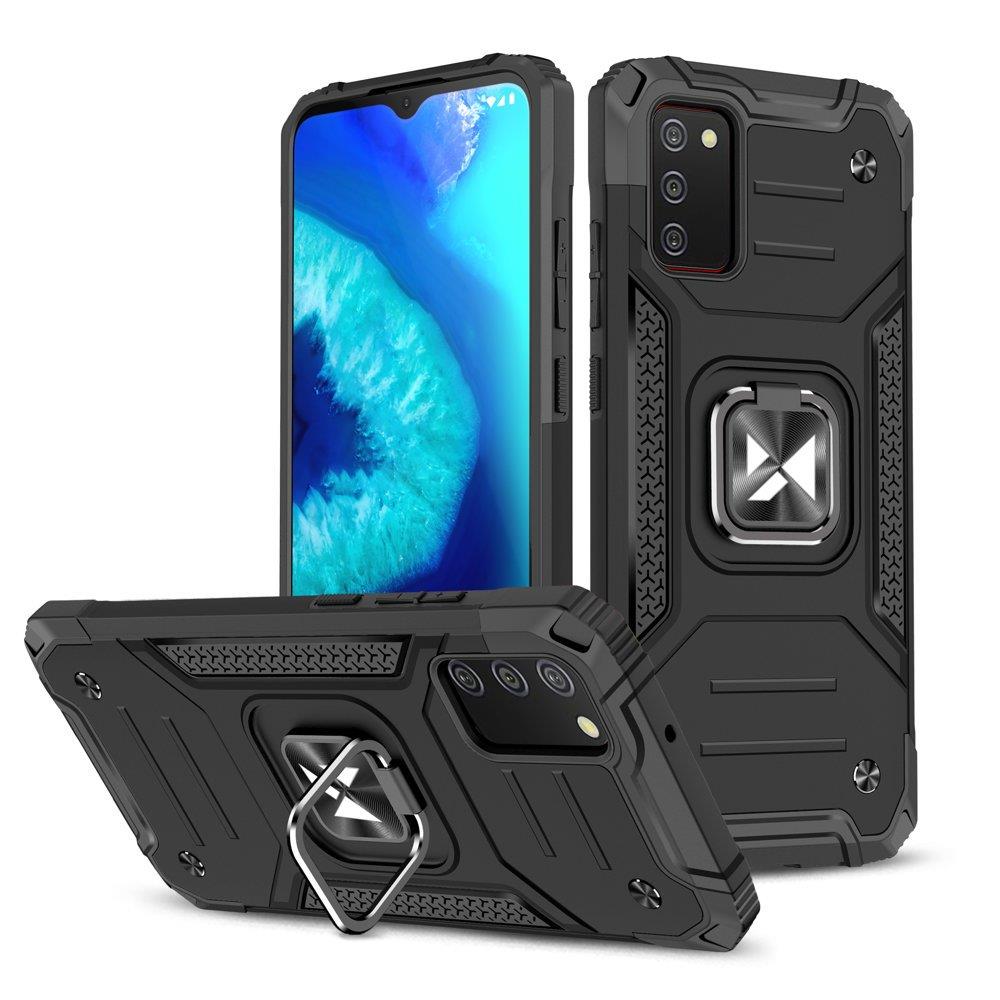 Wozinsky Ring Armor kova hybridi kotelo kansi + magneettinen pidike Samsung Galaxy A03s musta