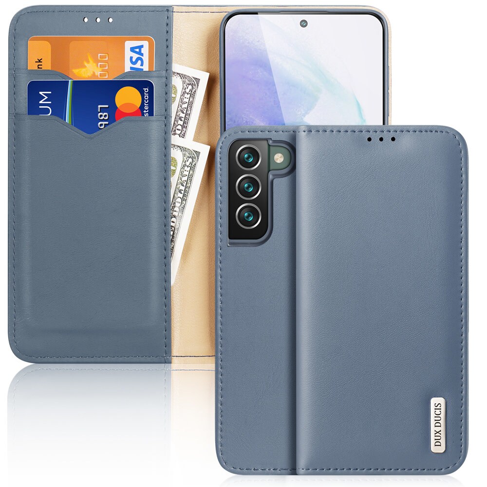 Dux Ducis Hivo Nahka Flip Cover Aitoa Nahkaa Lompakko Samsung Galaxy S22+ (Sininen)