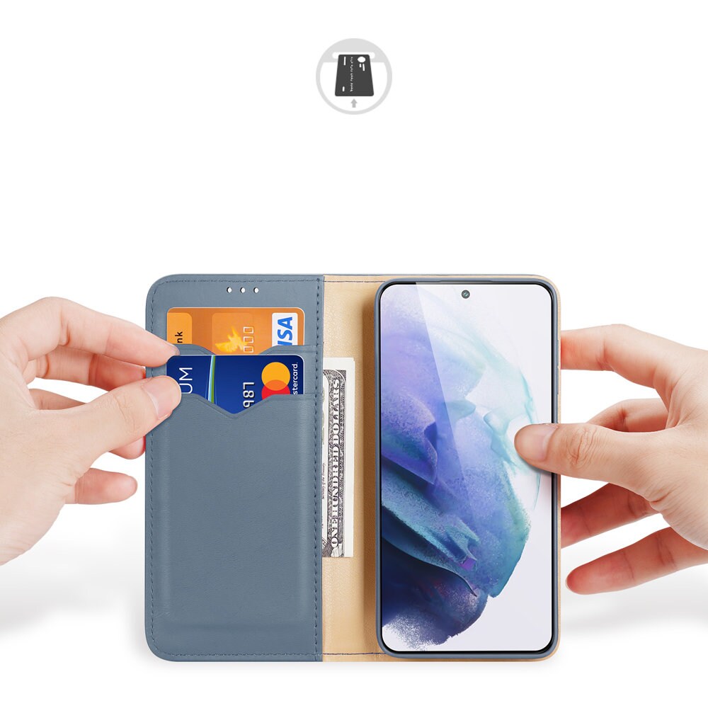 Dux Ducis Hivo Nahka Flip Cover Aitoa Nahkaa Lompakko Samsung Galaxy S22+ (Sininen)