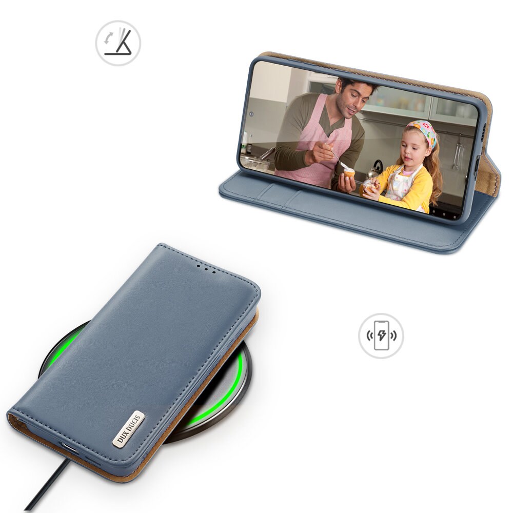Dux Ducis Hivo Nahka Flip Cover Aitoa Nahkaa Lompakko Samsung Galaxy S22+ (Sininen)