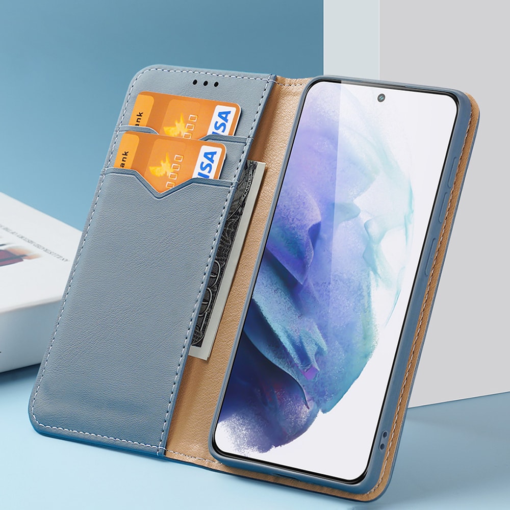 Dux Ducis Hivo Nahka Flip Cover Aitoa Nahkaa Lompakko Samsung Galaxy S22+ (Sininen)