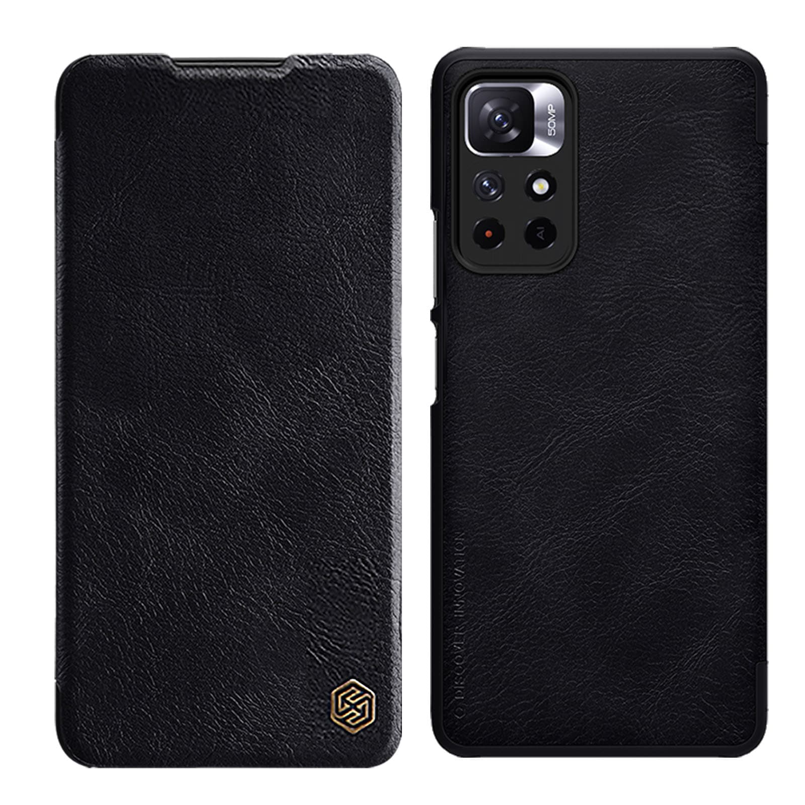 Nillkin Qin Flip Case for Xiaomi Redmi Note 11T 5G / 11S 5G / 11 5G / Poco M4 Pro 5G - Black