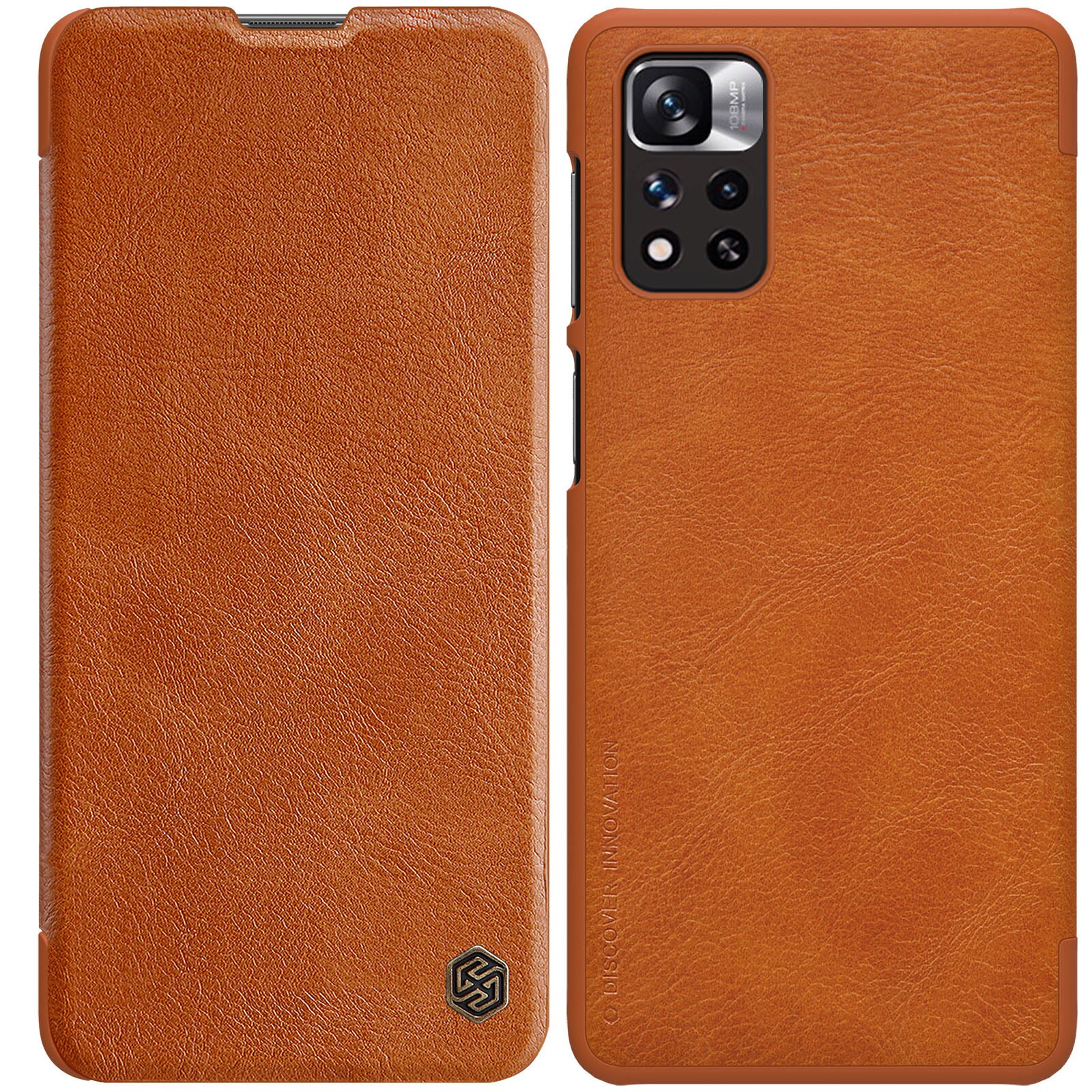 Nillkin Qin Flip Case for Xiaomi Redmi Note 11 Pro + / Mi11i HyperCharge - Brown Holster Cover