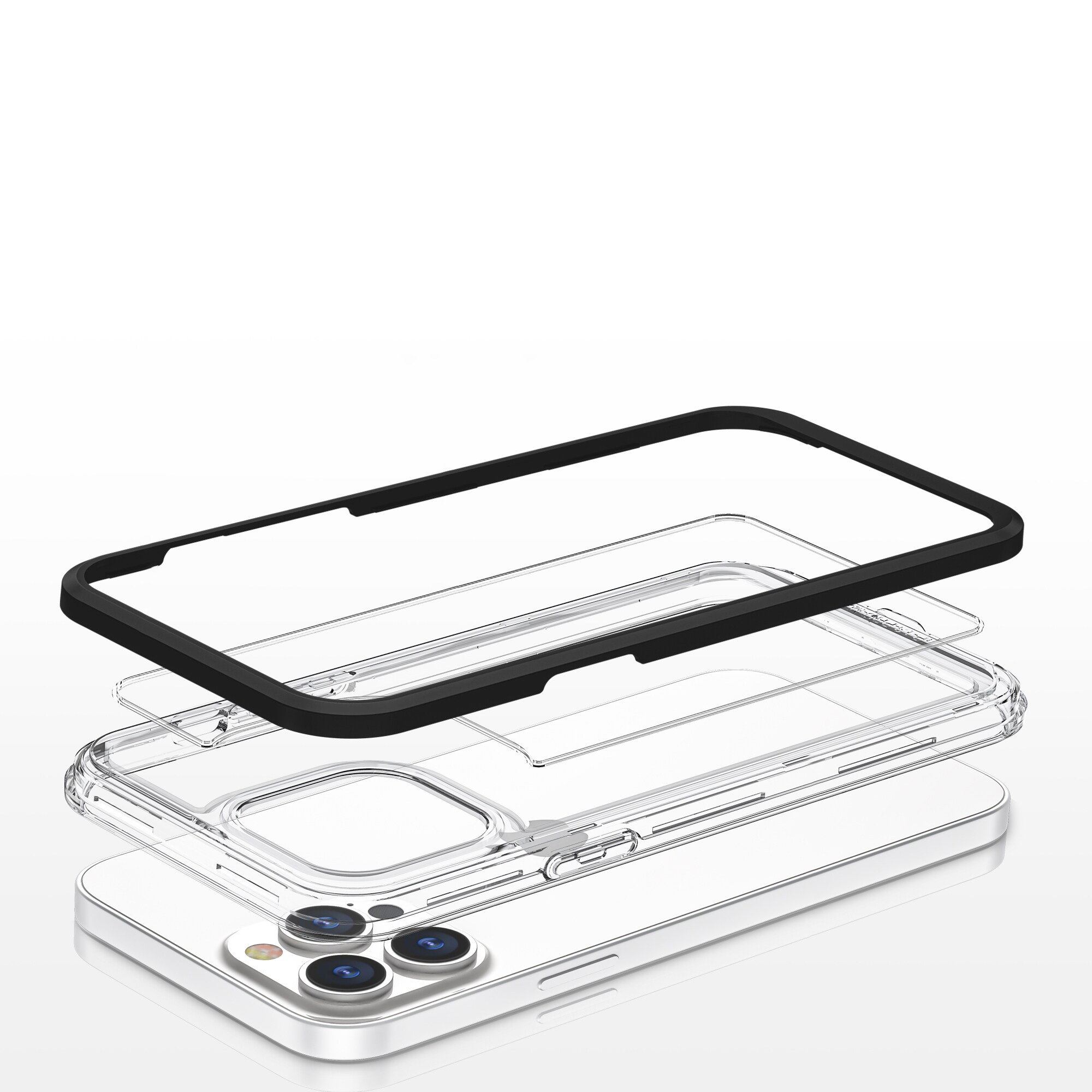 Selkeä 3in1 tapauksessa iPhone 13 Pro runko geeli kansi musta