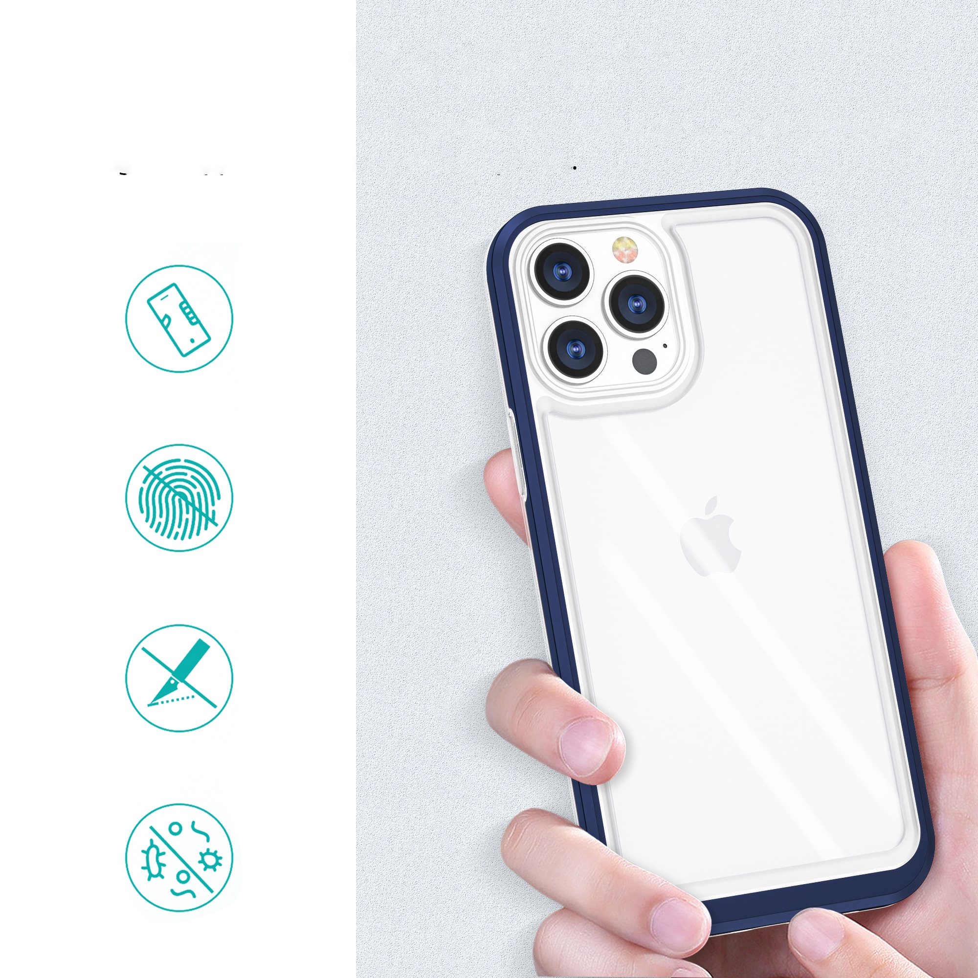 Kirkas 3in1 tapauksessa iPhone 13 Pro sininen runko geeli kansi