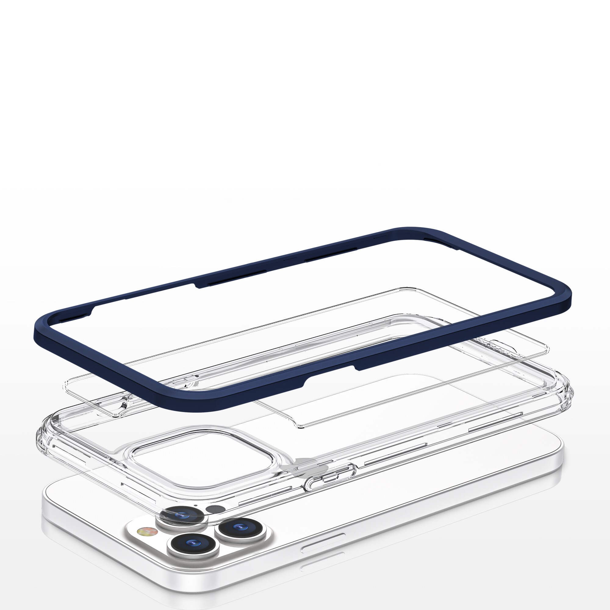 Kirkas 3in1 tapauksessa iPhone 13 Pro sininen runko geeli kansi