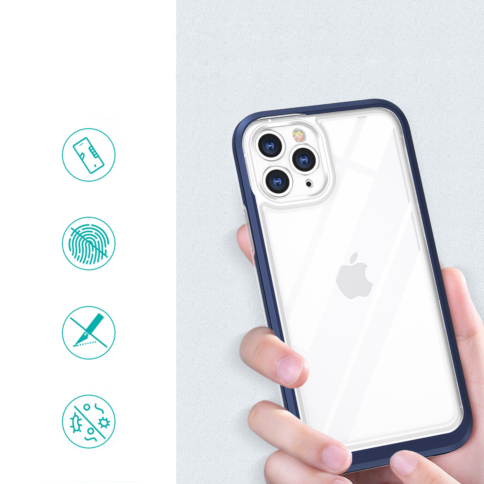 Kirkas 3in1 tapauksessa iPhone 11 Pro Max sininen runko geeli kansi