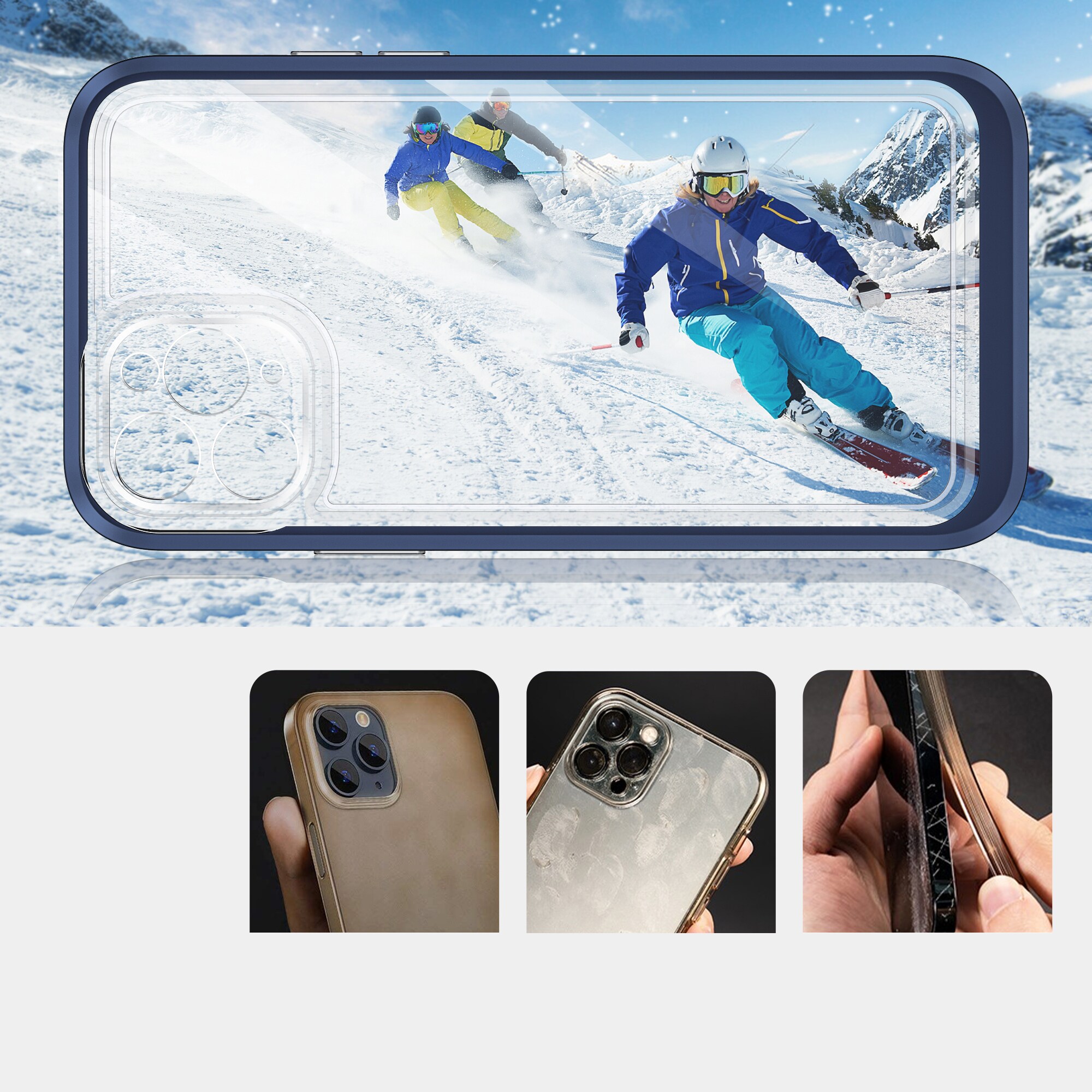 Kirkas 3in1 tapauksessa iPhone 11 Pro Max sininen runko geeli kansi