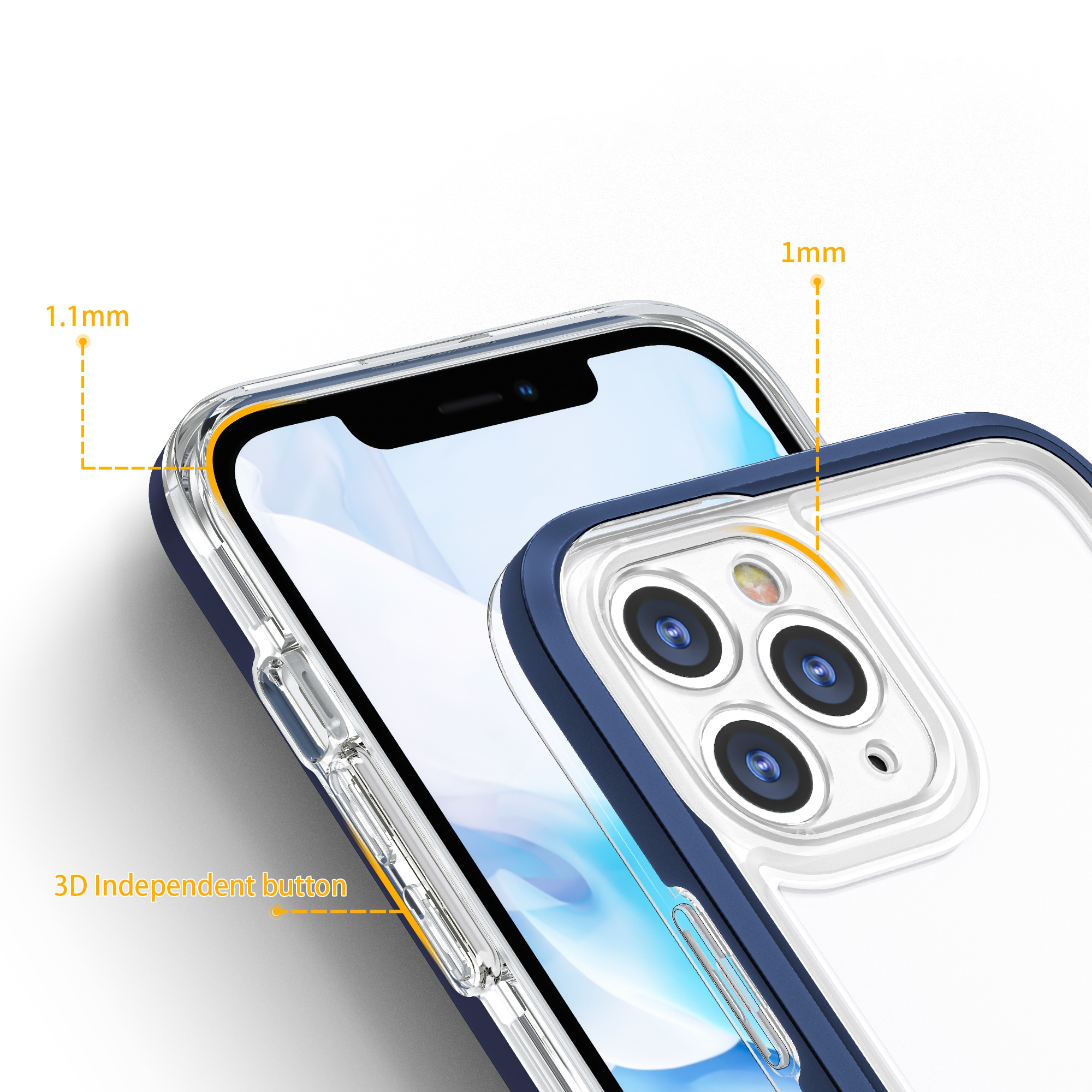 Kirkas 3in1 tapauksessa iPhone 11 Pro Max sininen runko geeli kansi