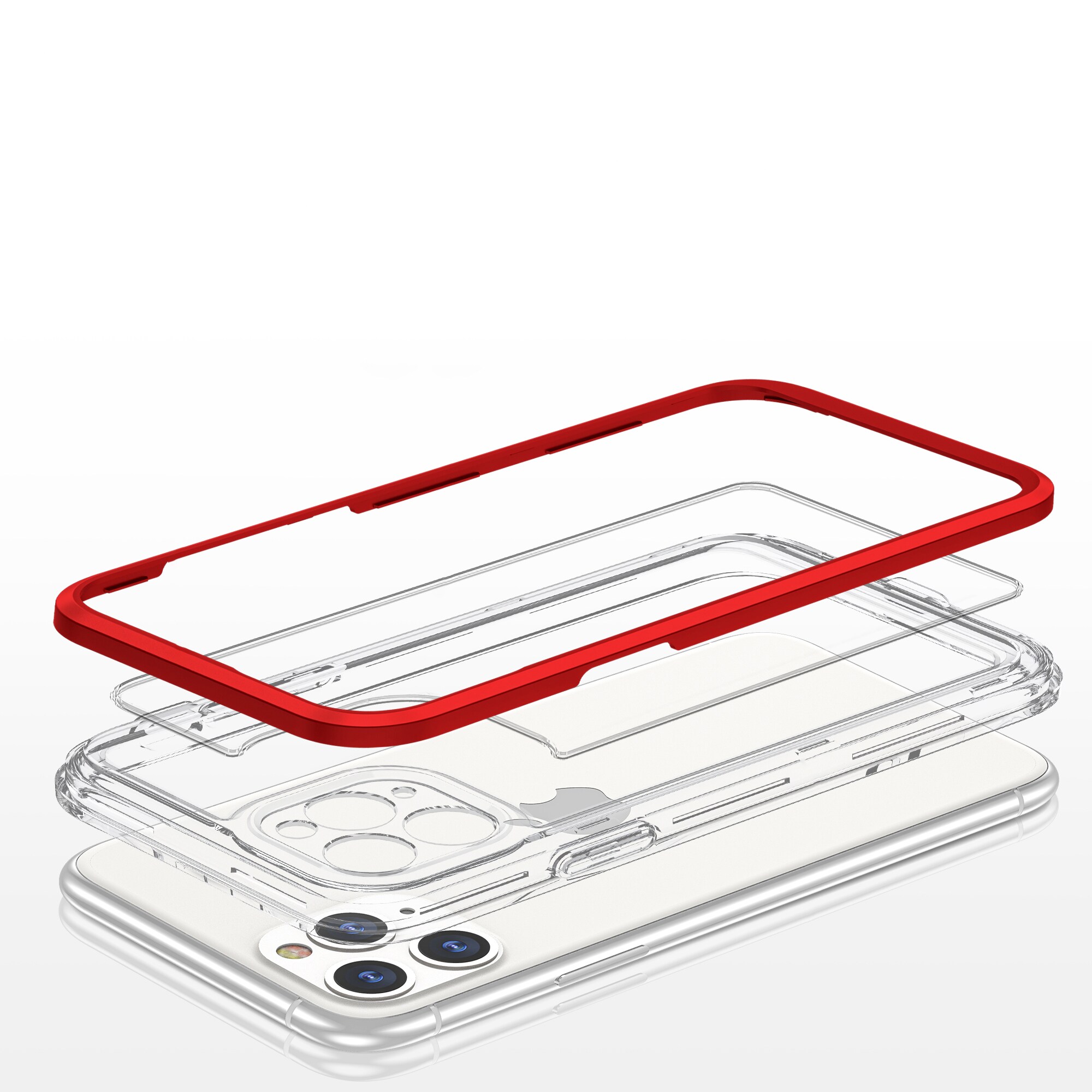 Kirkas 3in1 asia iPhone 11 Pro Max kehys kansi geeli punainen