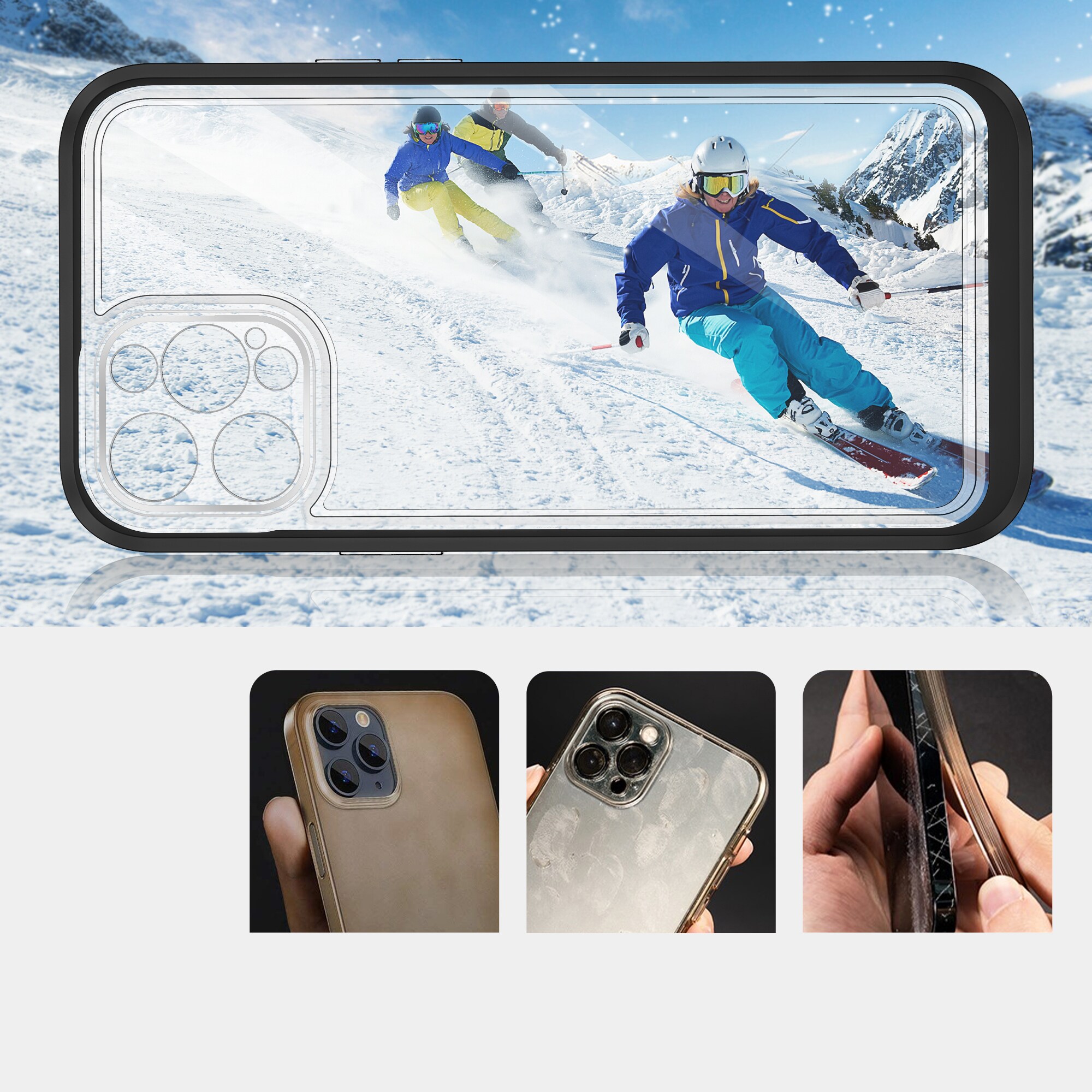 Kirkas 3in1 tapauksessa iPhone 12 Pro runko geeli kansi musta