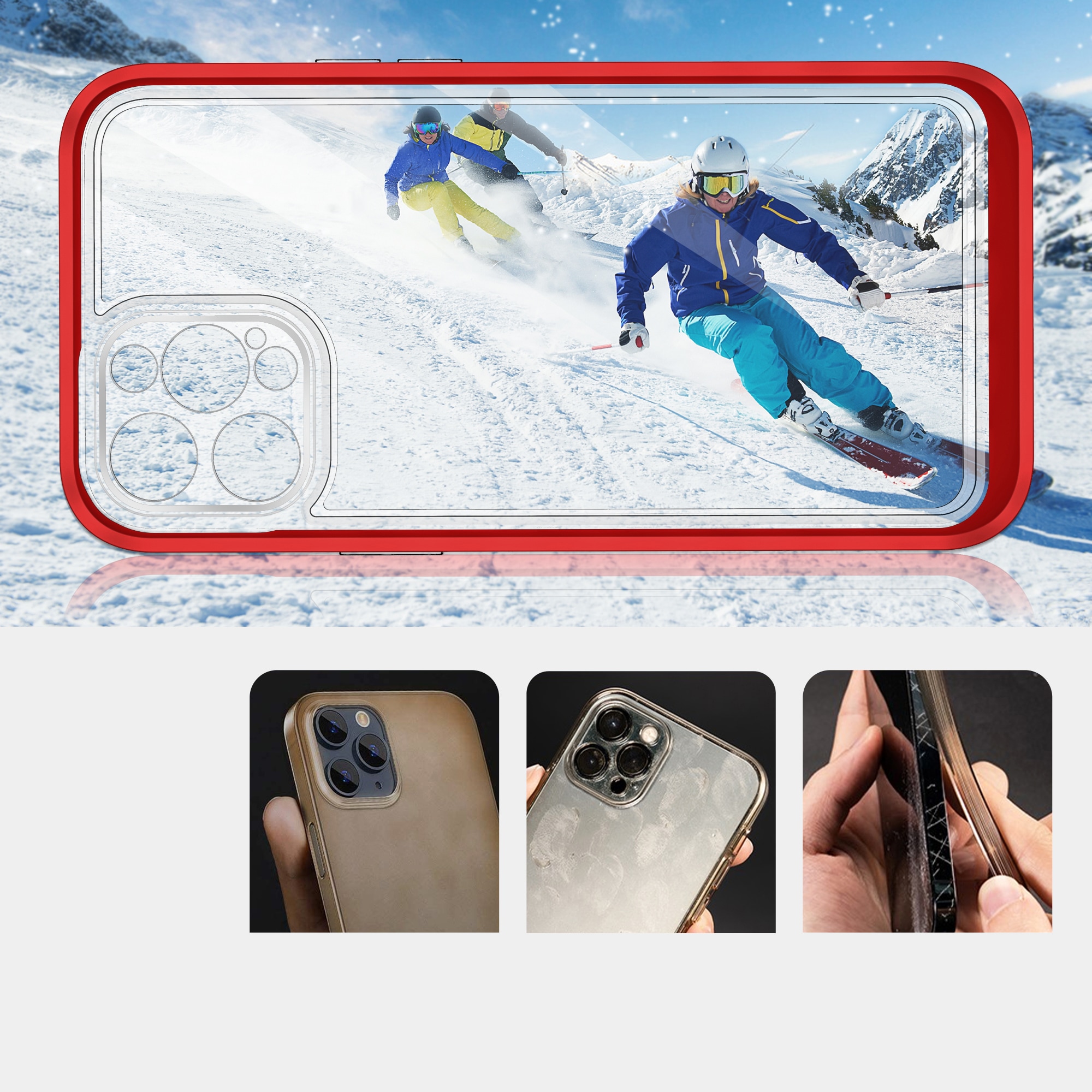 Kirkas 3in1 tapauksessa iPhone 12 Pro runko geeli kansi punainen