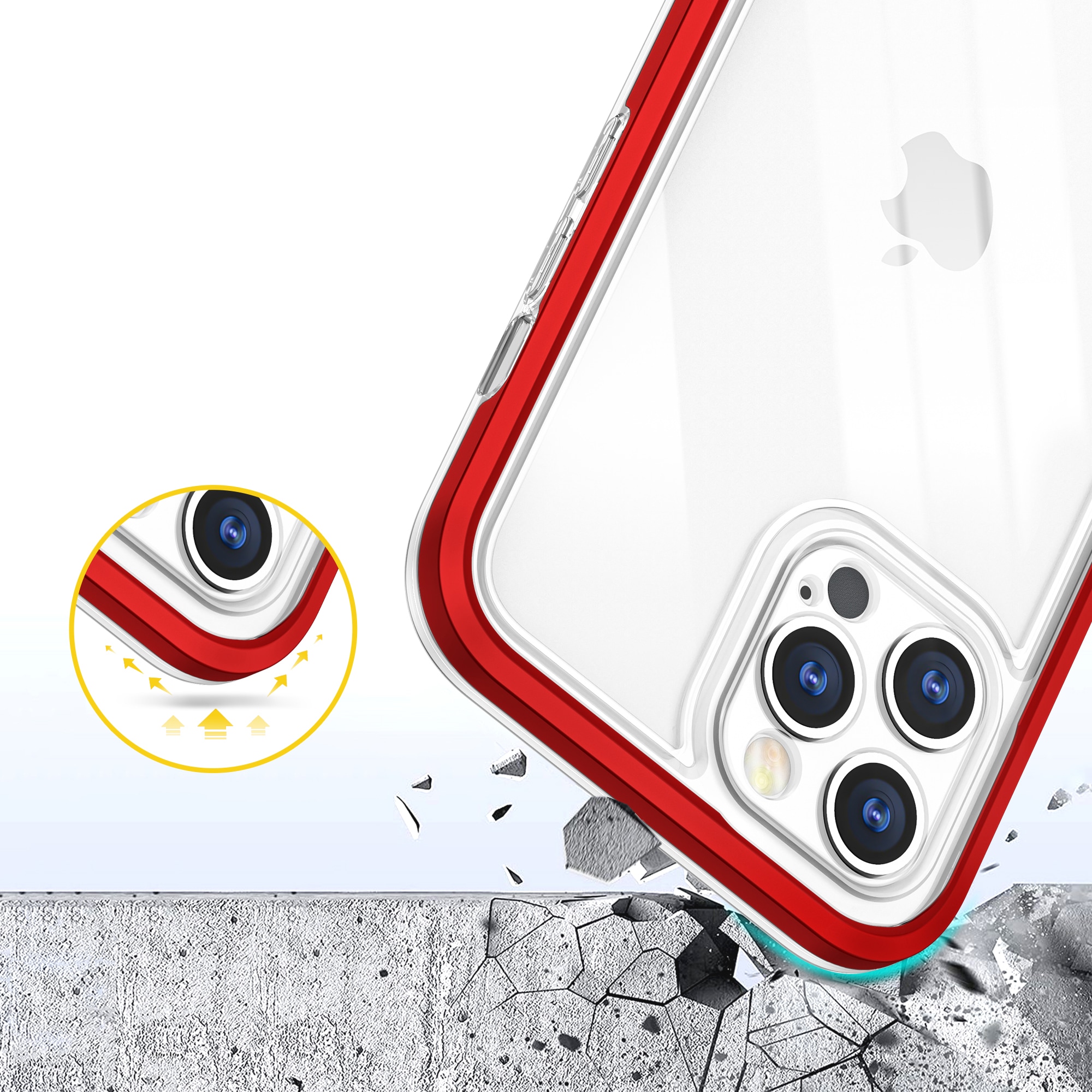 Kirkas 3in1 tapauksessa iPhone 12 Pro runko geeli kansi punainen