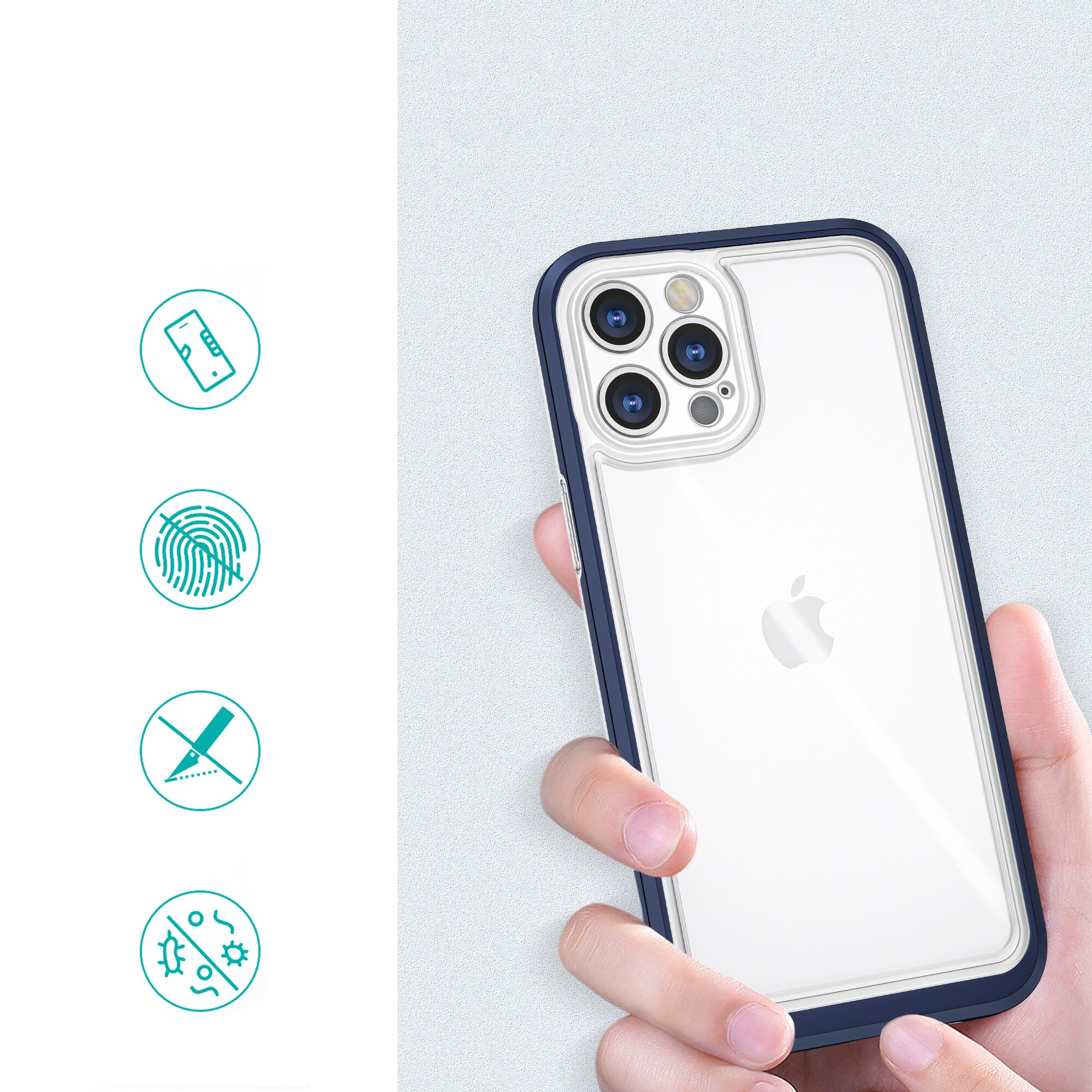 Kirkas 3in1 tapauksessa iPhone 12 Pro Max sininen runko geeli kansi