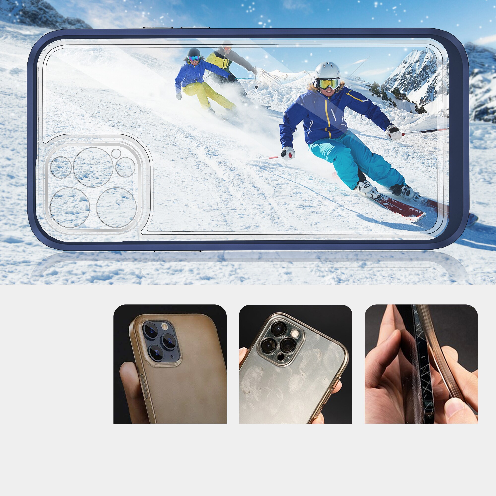 Kirkas 3in1 tapauksessa iPhone 12 Pro Max sininen runko geeli kansi