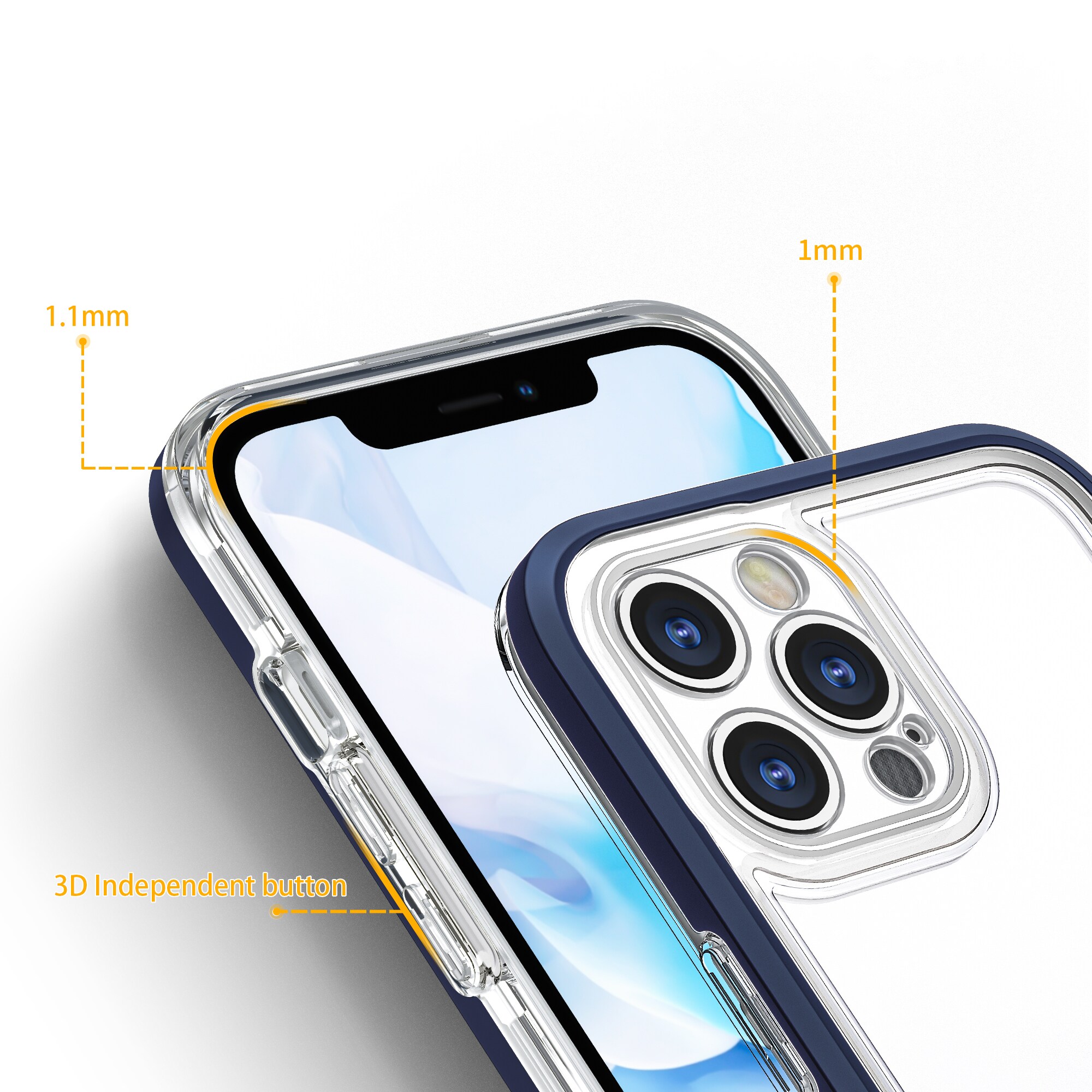Kirkas 3in1 tapauksessa iPhone 12 Pro Max sininen runko geeli kansi