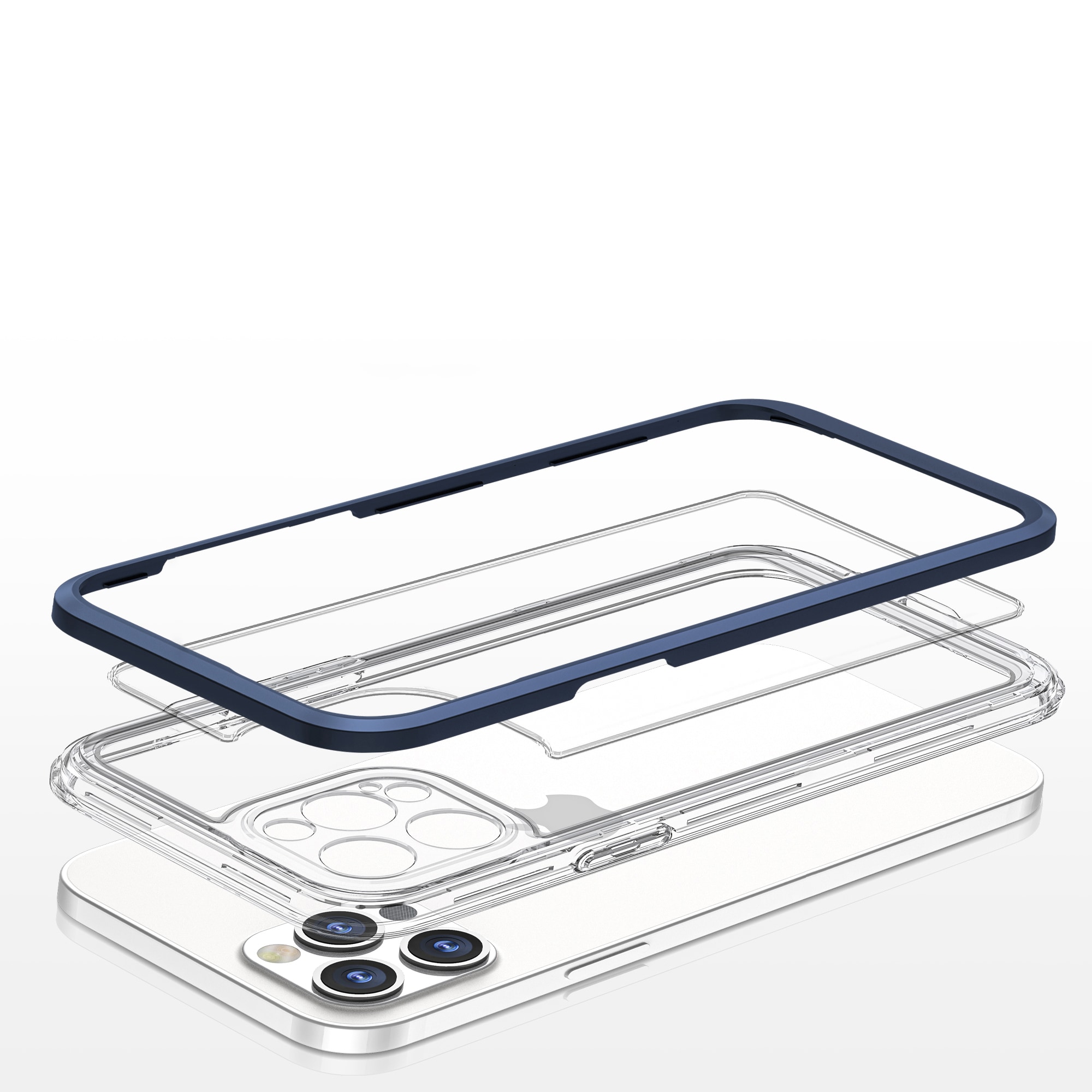 Kirkas 3in1 tapauksessa iPhone 12 Pro Max sininen runko geeli kansi