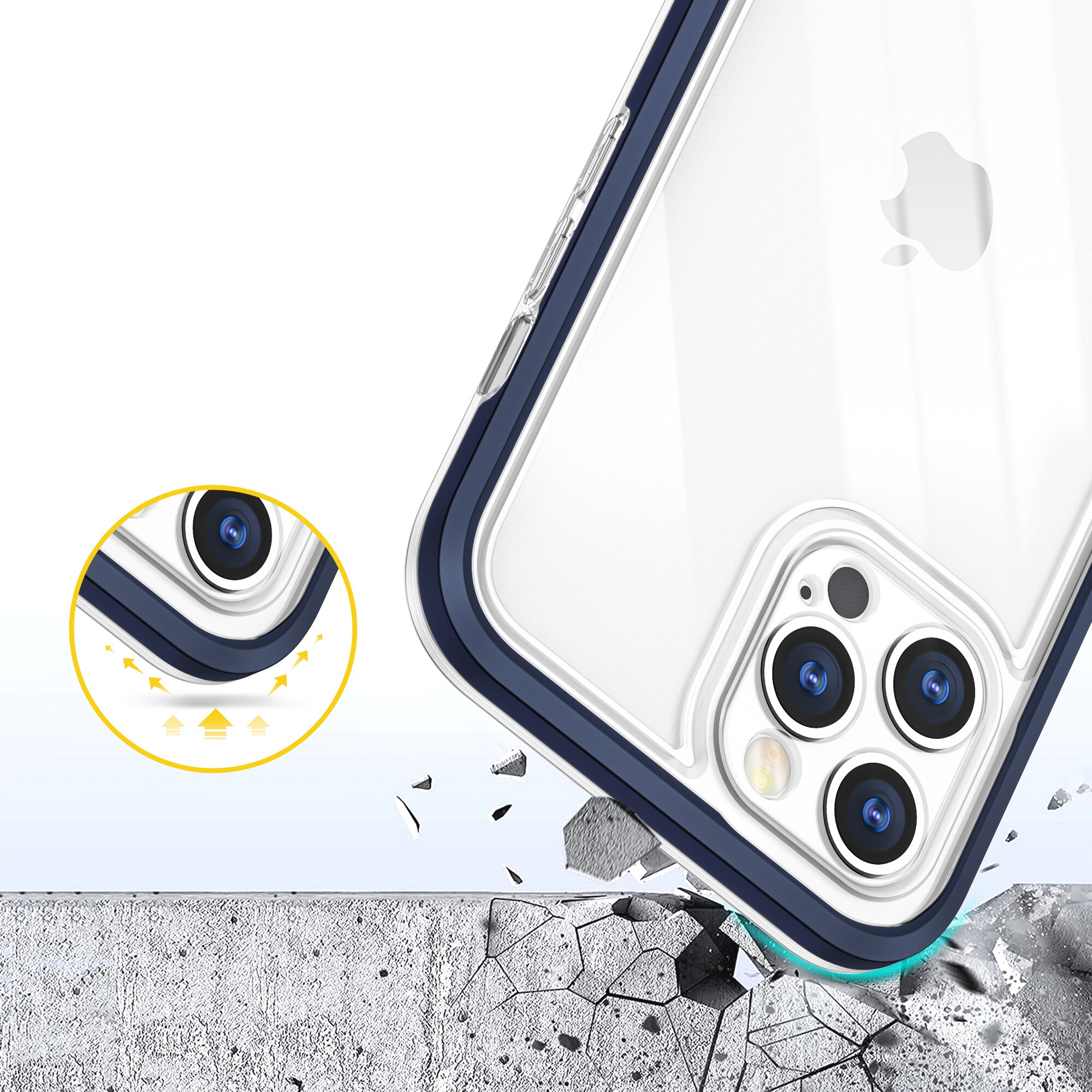 Kirkas 3in1 tapauksessa iPhone 12 Pro Max sininen runko geeli kansi