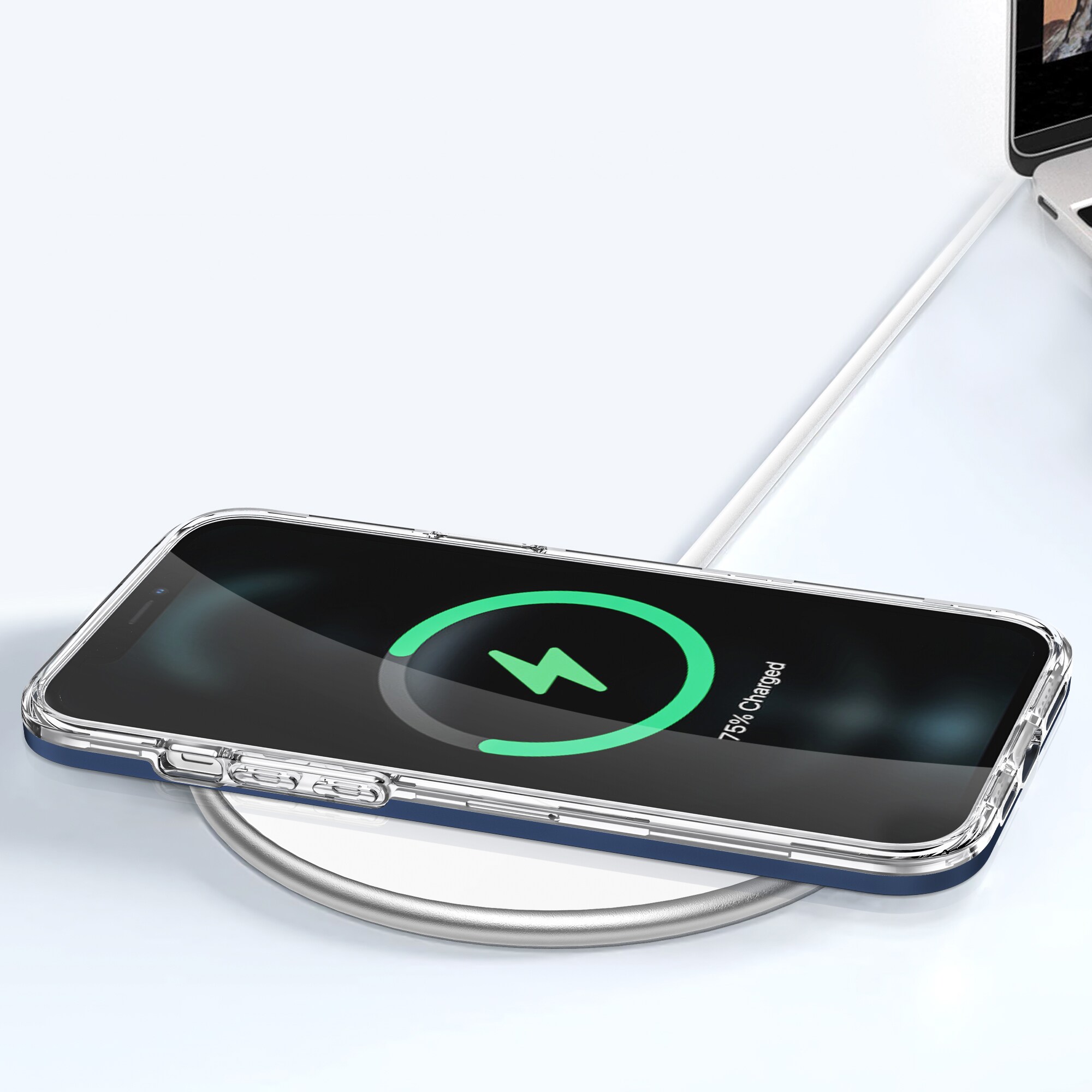 Kirkas 3in1 tapauksessa iPhone 12 Pro Max sininen runko geeli kansi