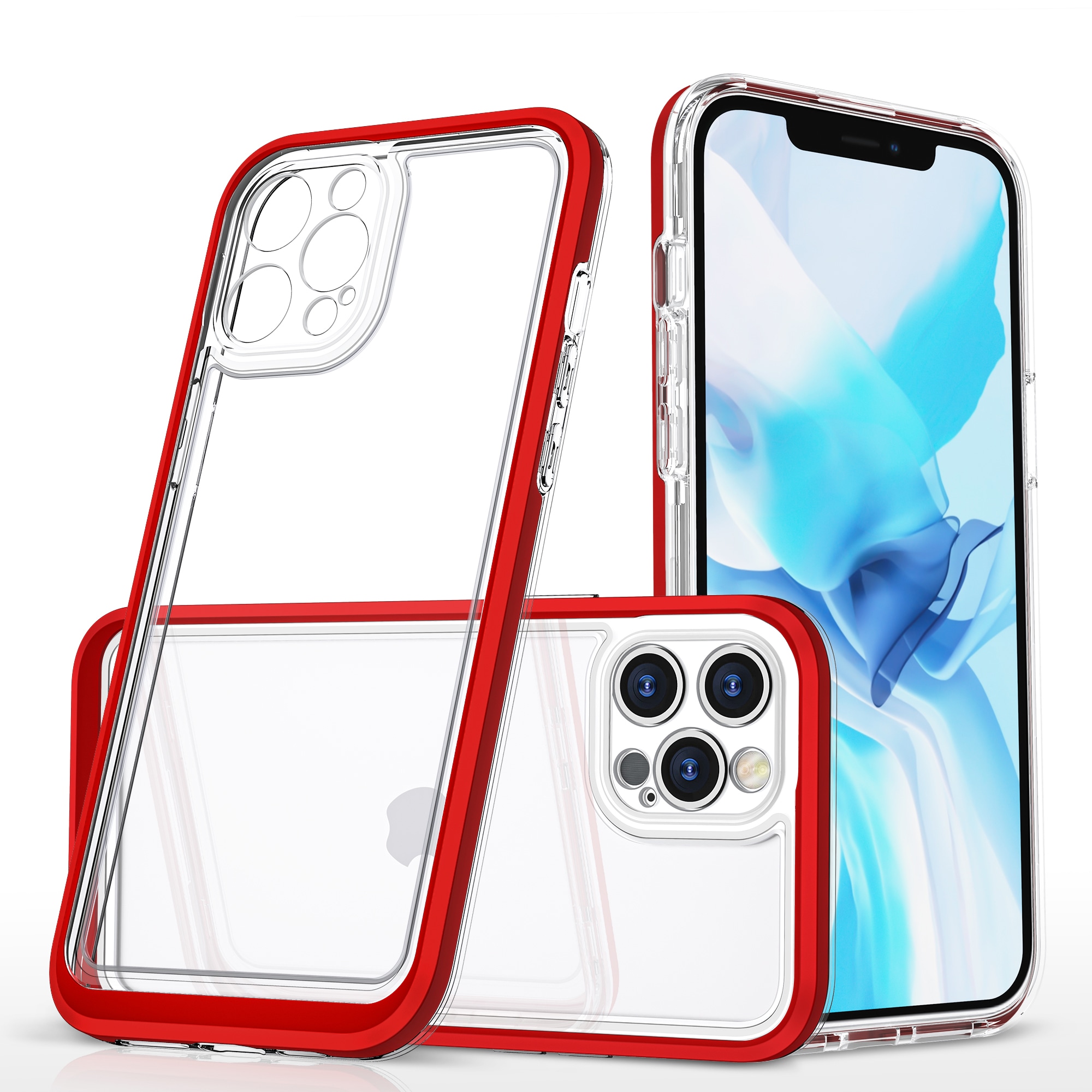 Kirkas 3in1 Case for iPhone 12 Pro Max Frame Cover Gel Punainen