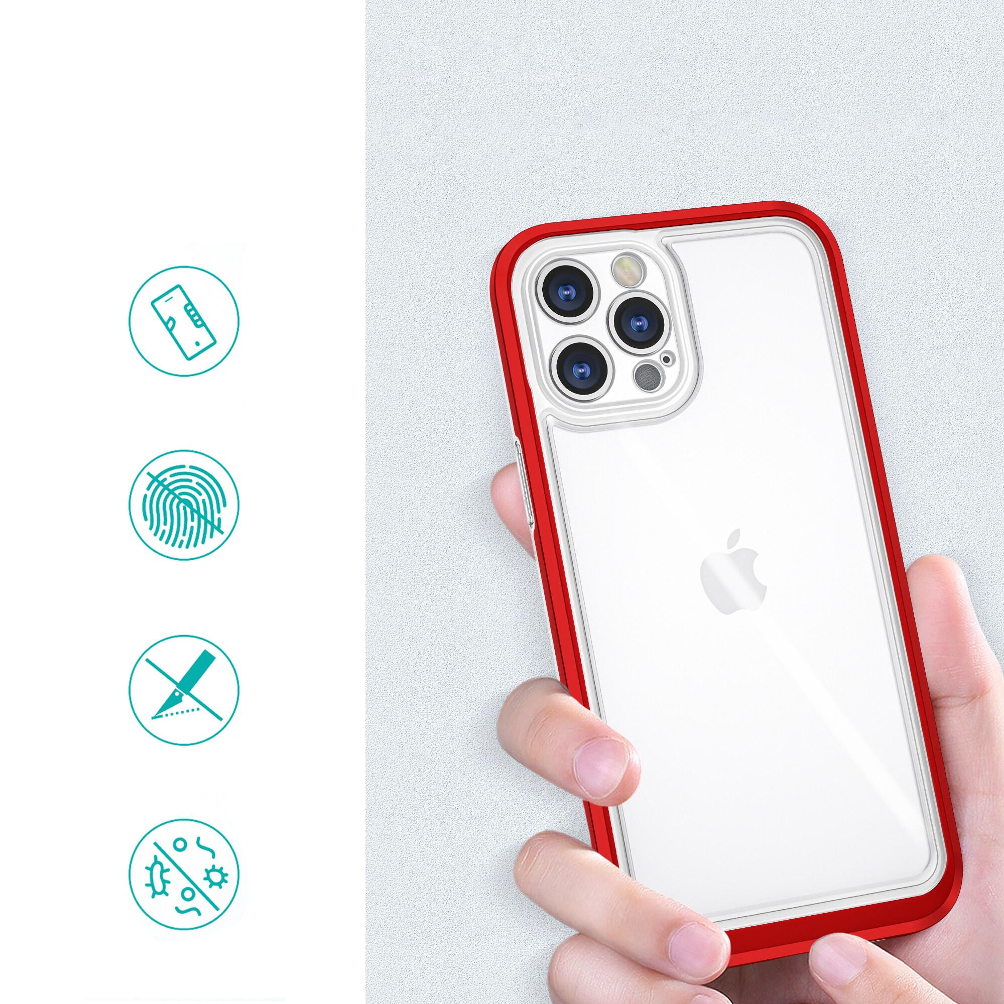 Kirkas 3in1 Case for iPhone 12 Pro Max Frame Cover Gel Punainen