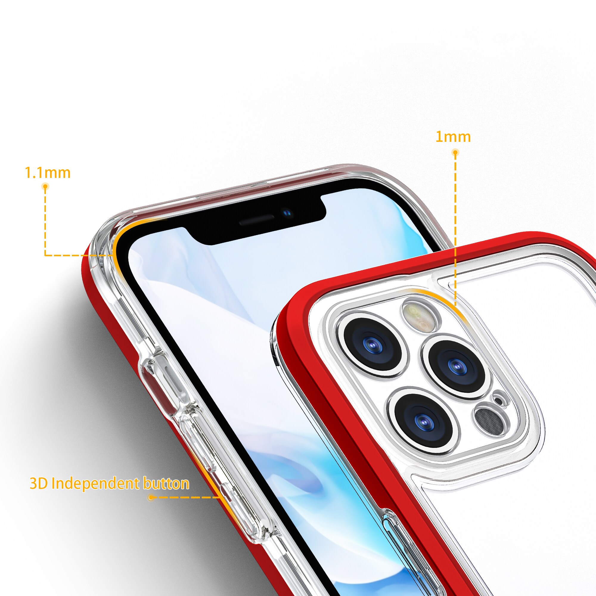 Kirkas 3in1 Case for iPhone 12 Pro Max Frame Cover Gel Punainen