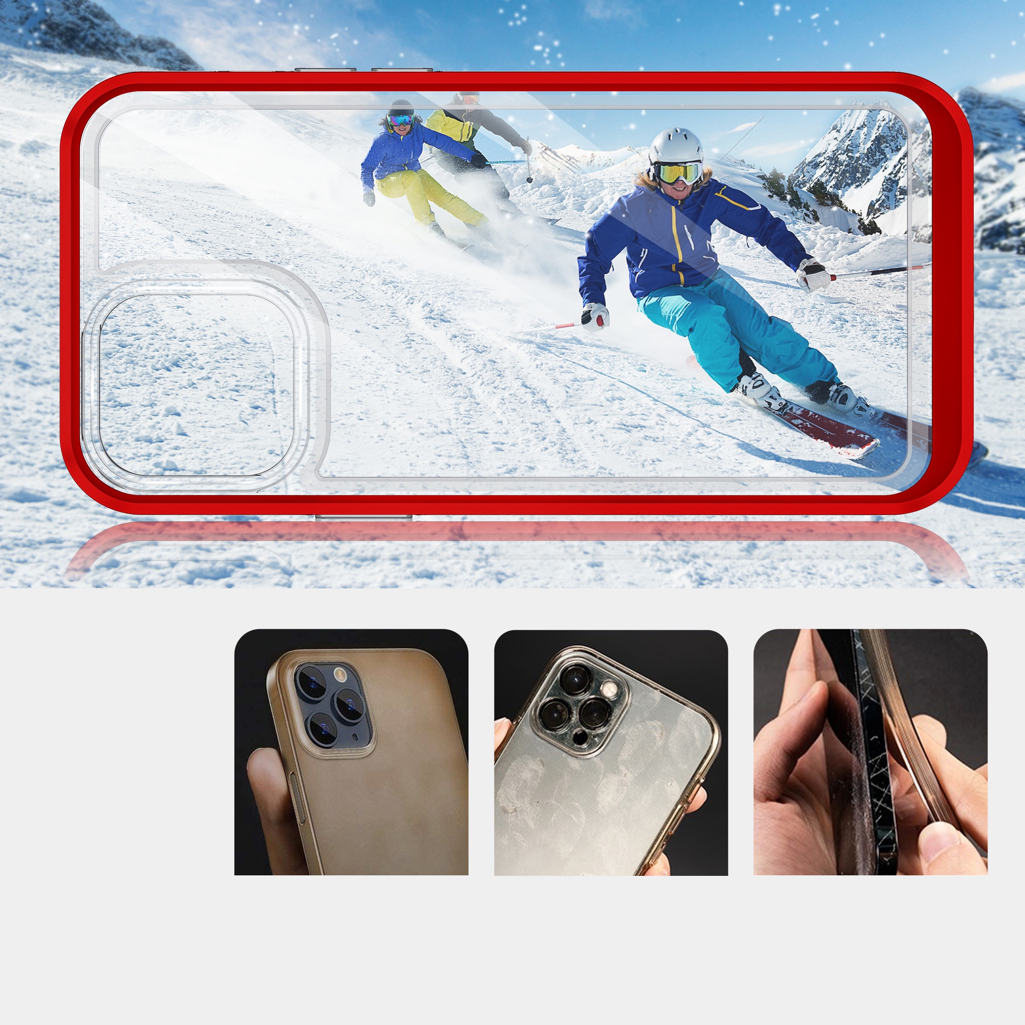 Selkeä 3in1 tapauksessa iPhone 13 Pro runko kansi geeli punainen