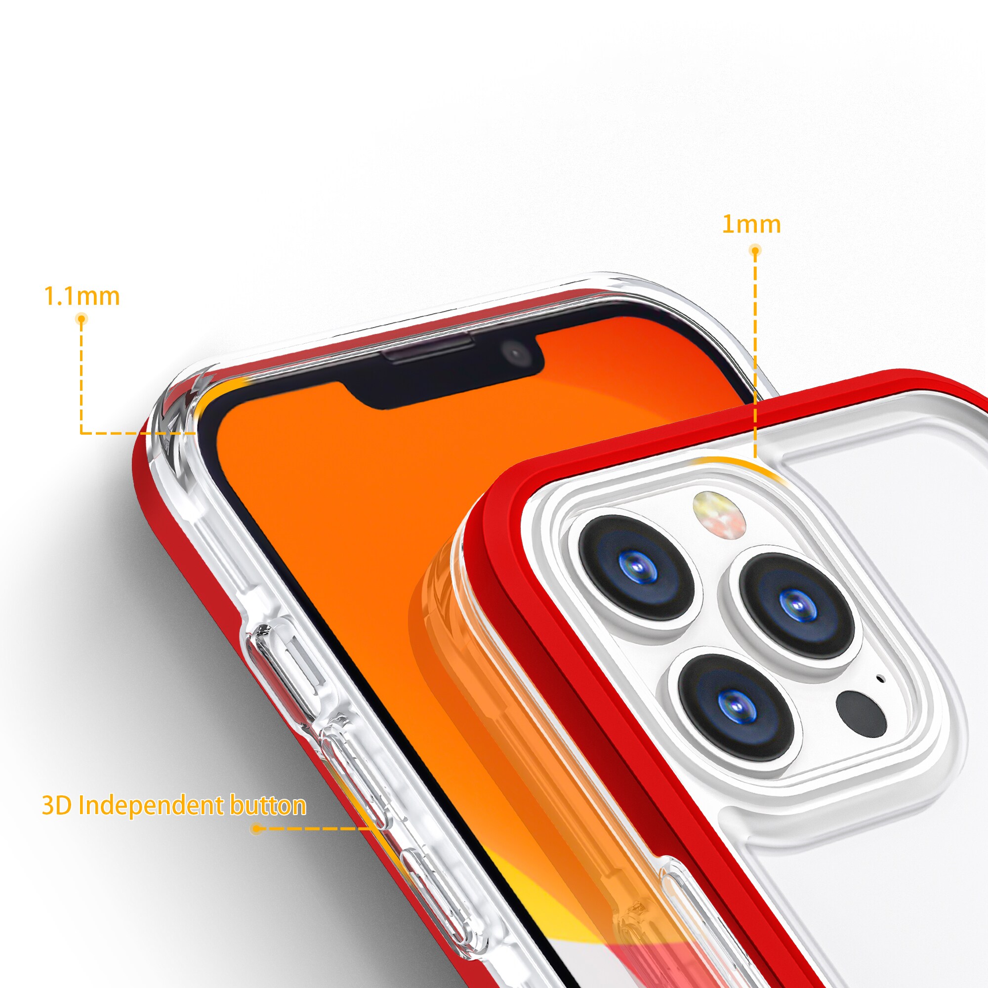 Selkeä 3in1 tapauksessa iPhone 13 Pro runko kansi geeli punainen