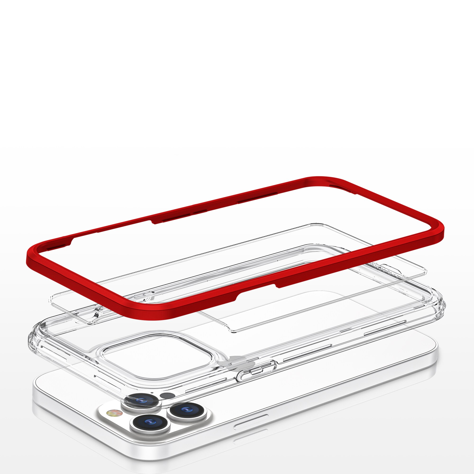 Selkeä 3in1 tapauksessa iPhone 13 Pro runko kansi geeli punainen