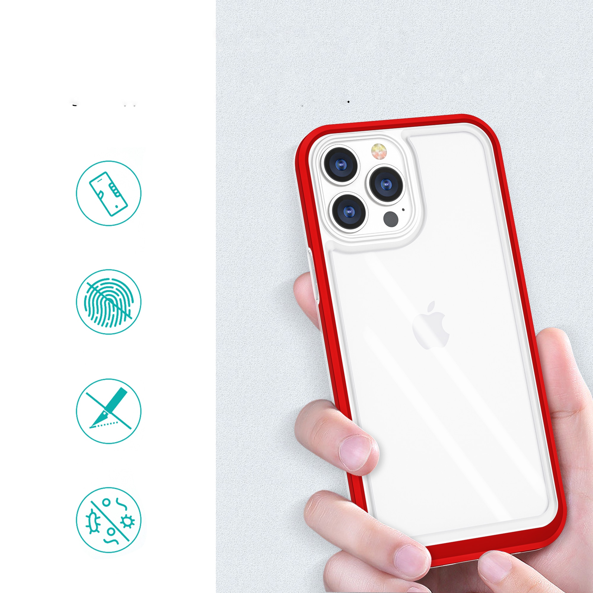 Kirkas 3in1 Kotelo iPhone 13 Pro Max kehys kansi geeli punainen