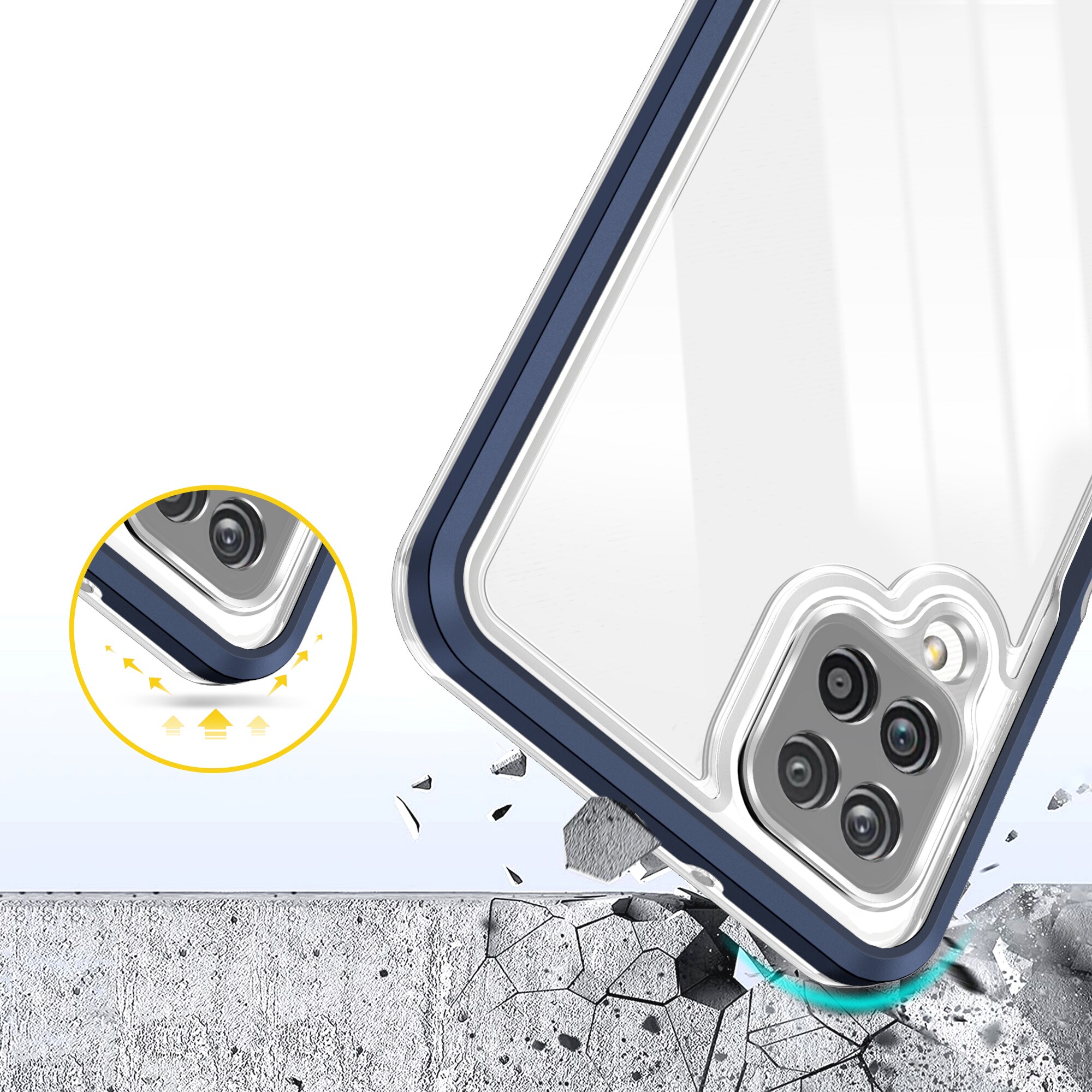 Kirkas 3in1 Kotelo Samsung Galaxy A22 4G kehys geelisuojus sininen