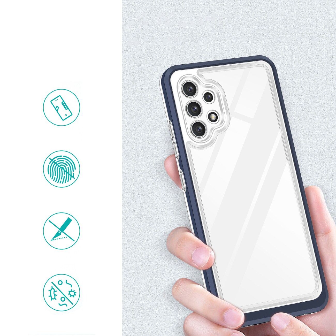 Kirkas 3in1 Kotelo Samsung Galaxy A72 4G kehys geelisuojus sininen