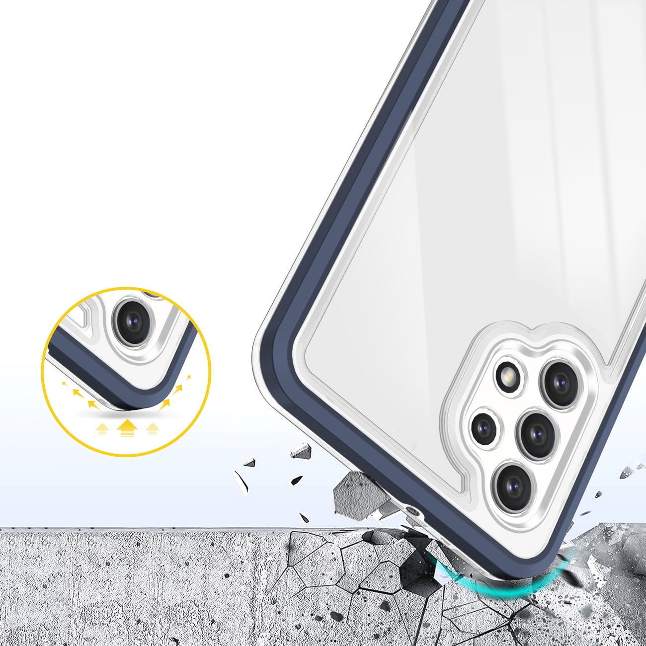 Kirkas 3in1 Kotelo Samsung Galaxy A72 4G kehys geelisuojus sininen