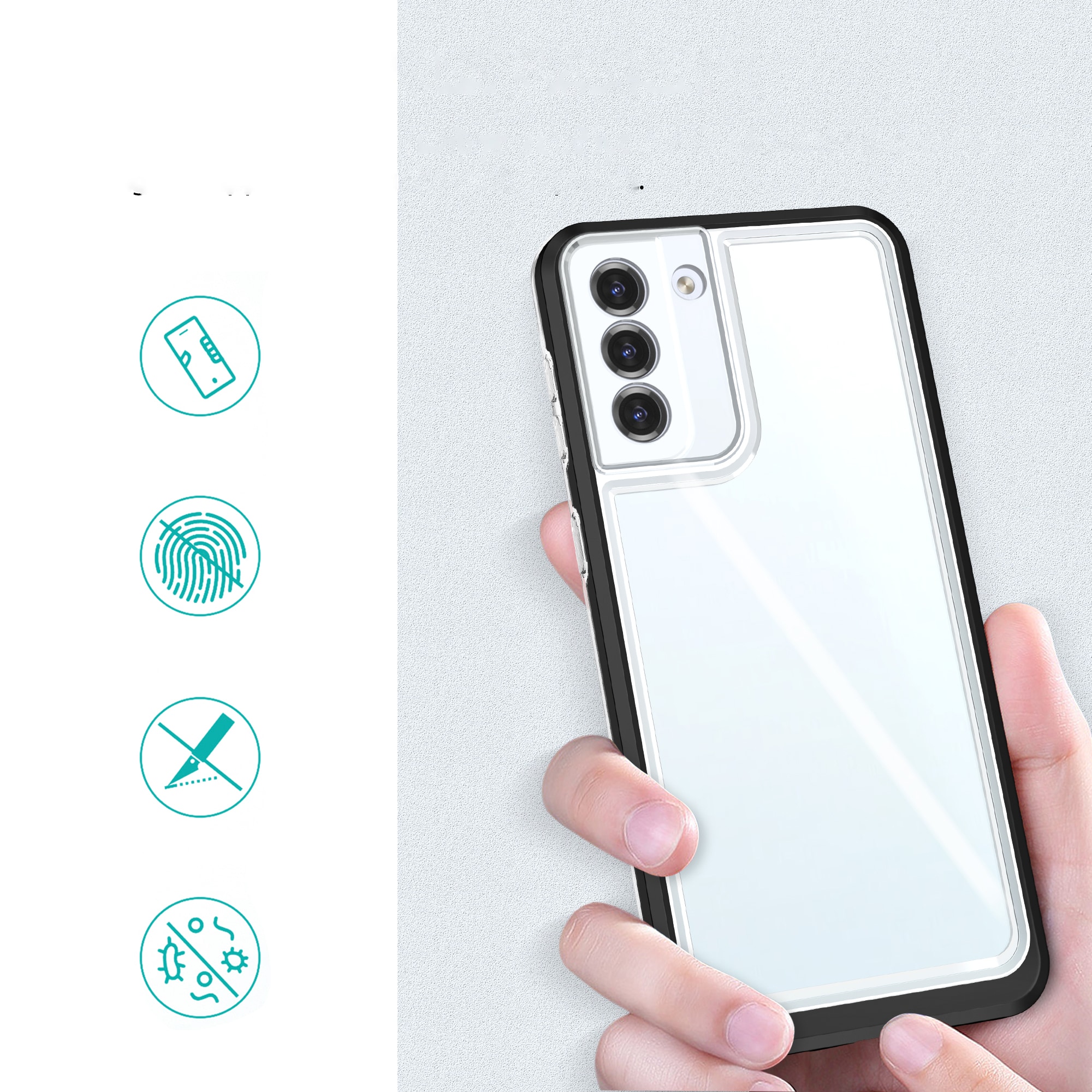 Kirkas 3in1 Kotelo Samsung Galaxy S21 + 5G (S21 Plus 5G) Kehys Gel Cover Musta