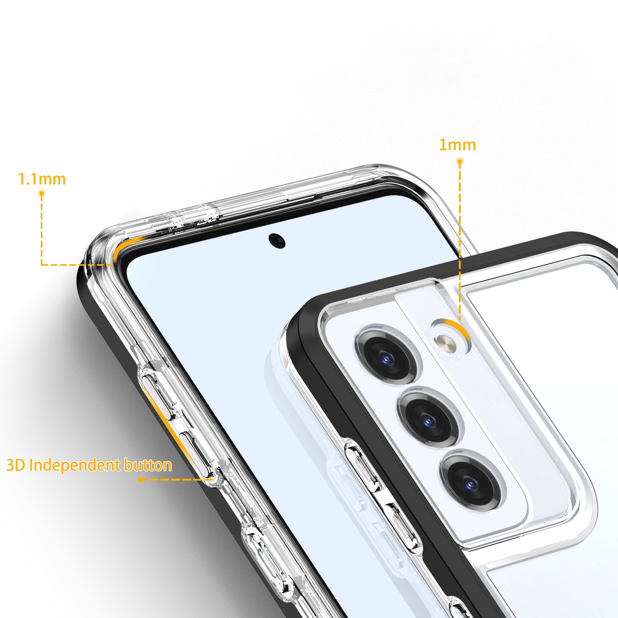 Kirkas 3in1 Kotelo Samsung Galaxy S21 + 5G (S21 Plus 5G) Kehys Gel Cover Musta
