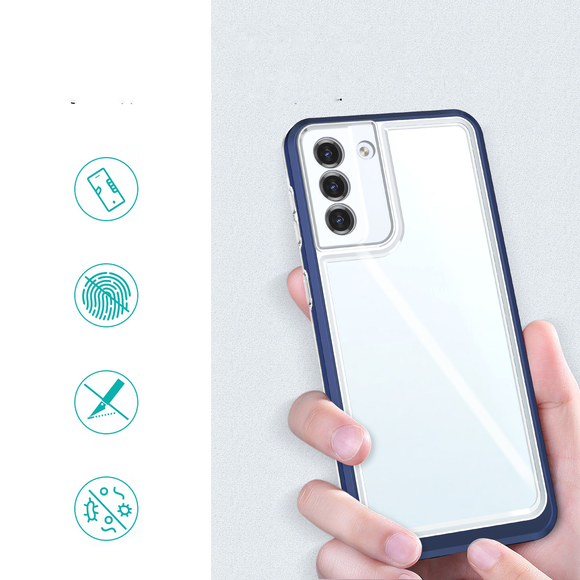 Kirkas 3in1 Case for Samsung Galaxy S21 + 5G (S21 Plus 5G) Kehys Gel Cover Sininen